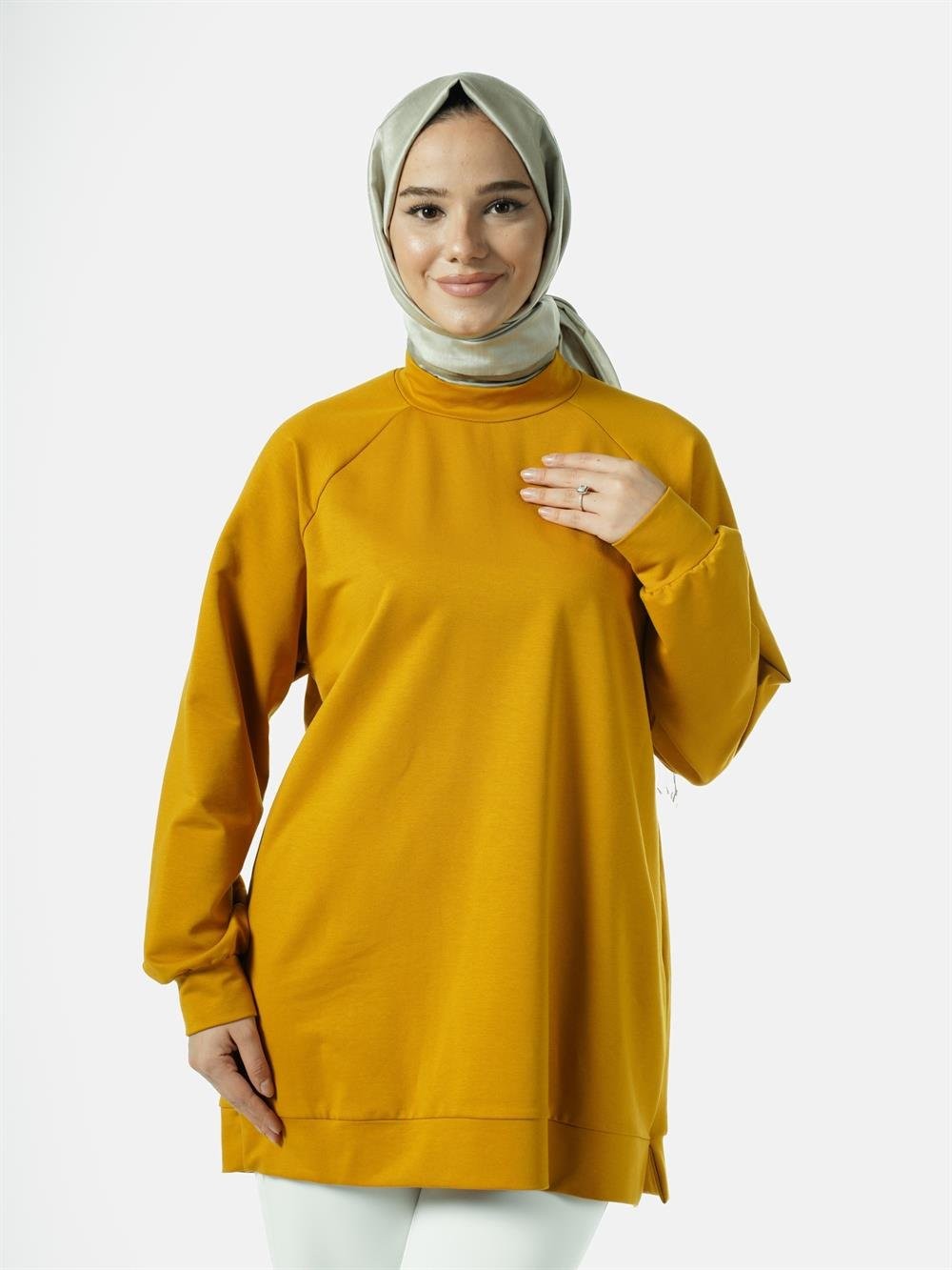 Heddy Dik Yakalı Tunik 23271-SAFRAN