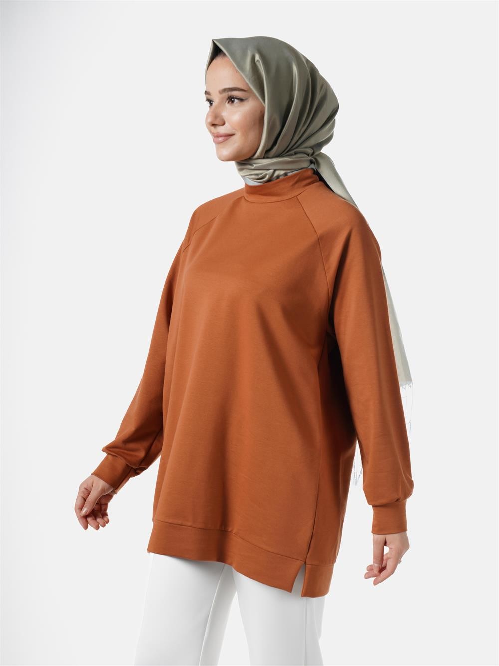 Heddy Dik Yakalı Tunik 23271-CAMEL