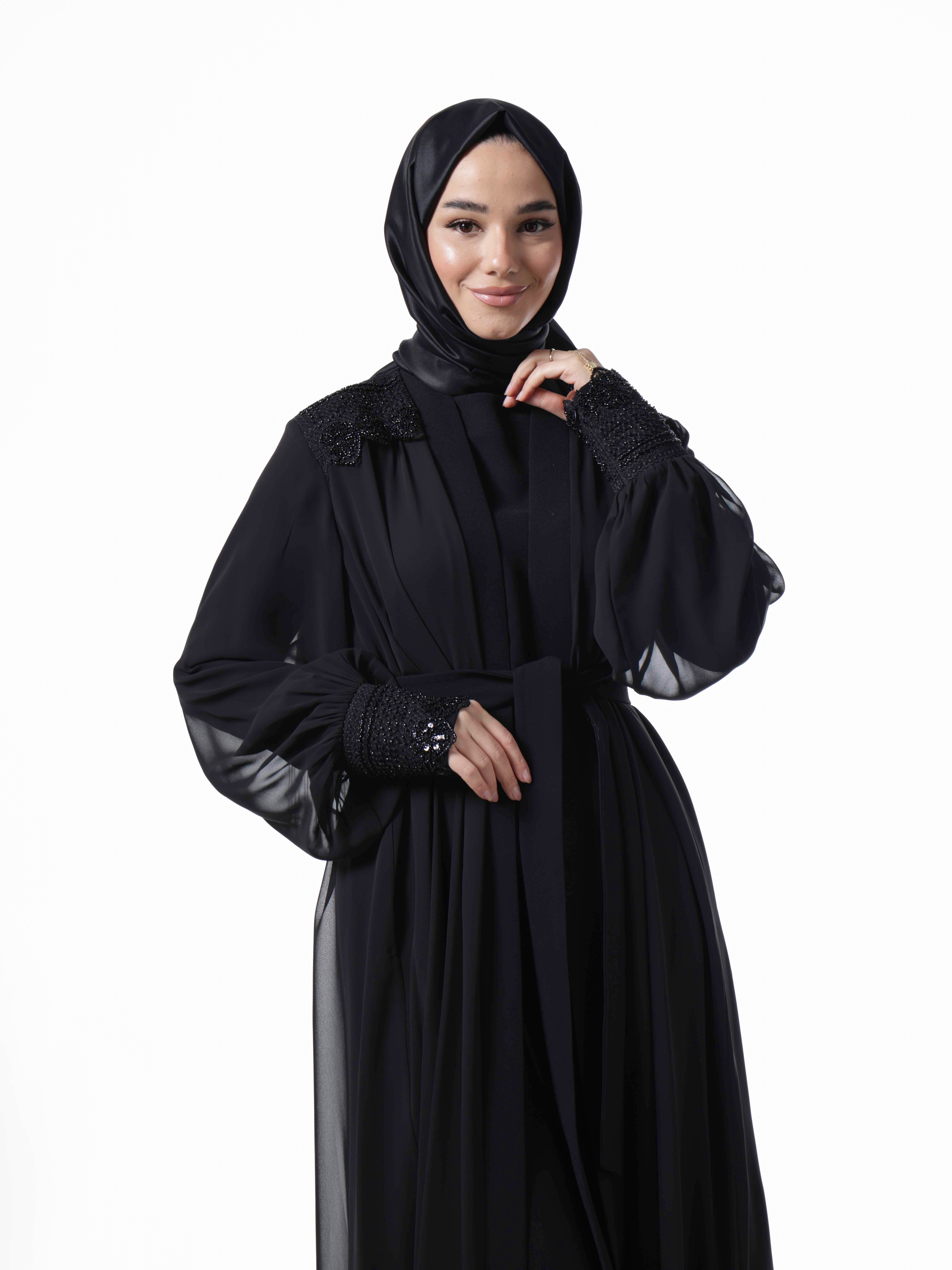 Heddy Sırtı Taş İşlemeli Abaya 7661