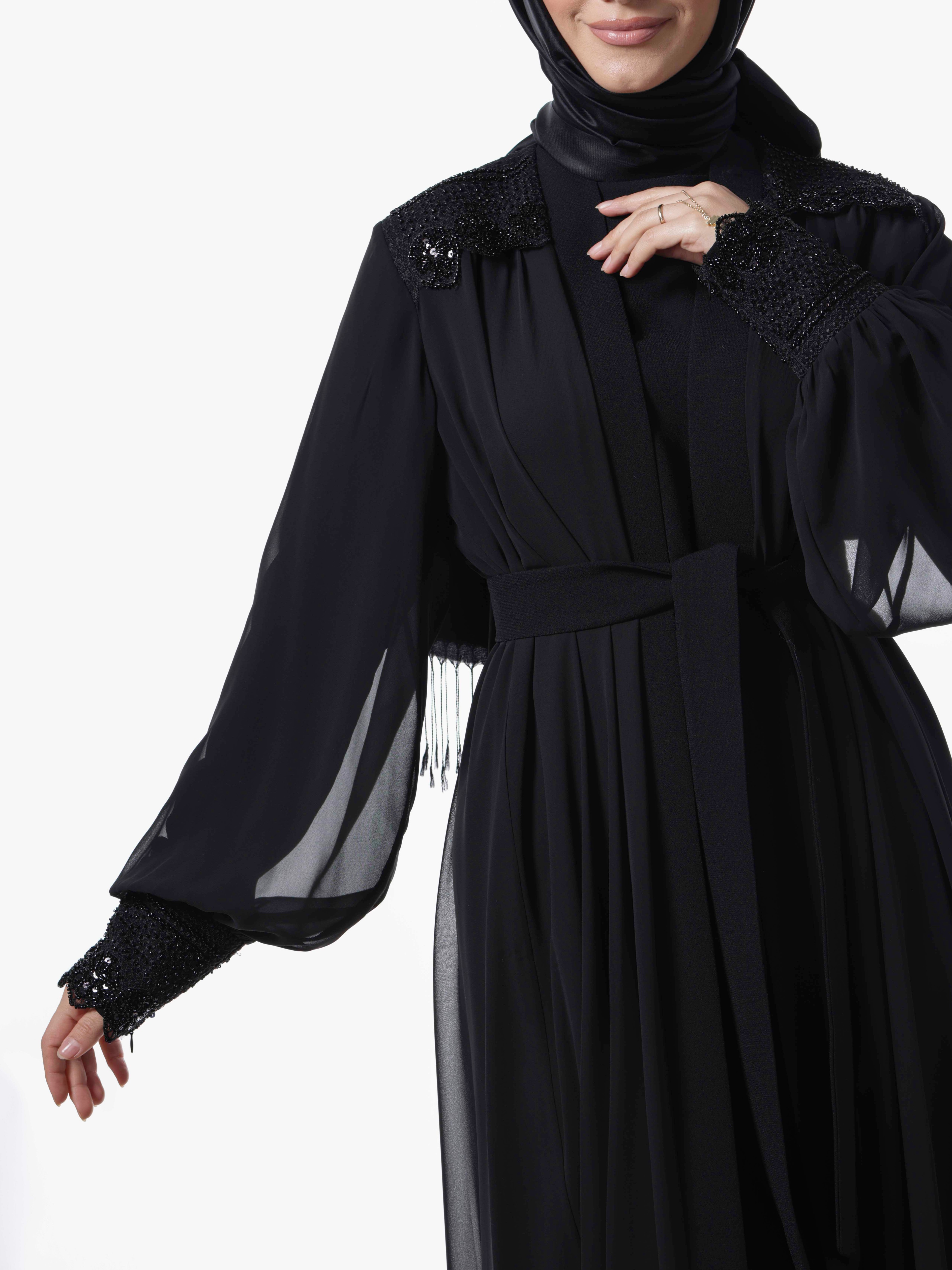 Heddy Sırtı Taş İşlemeli Abaya 7661