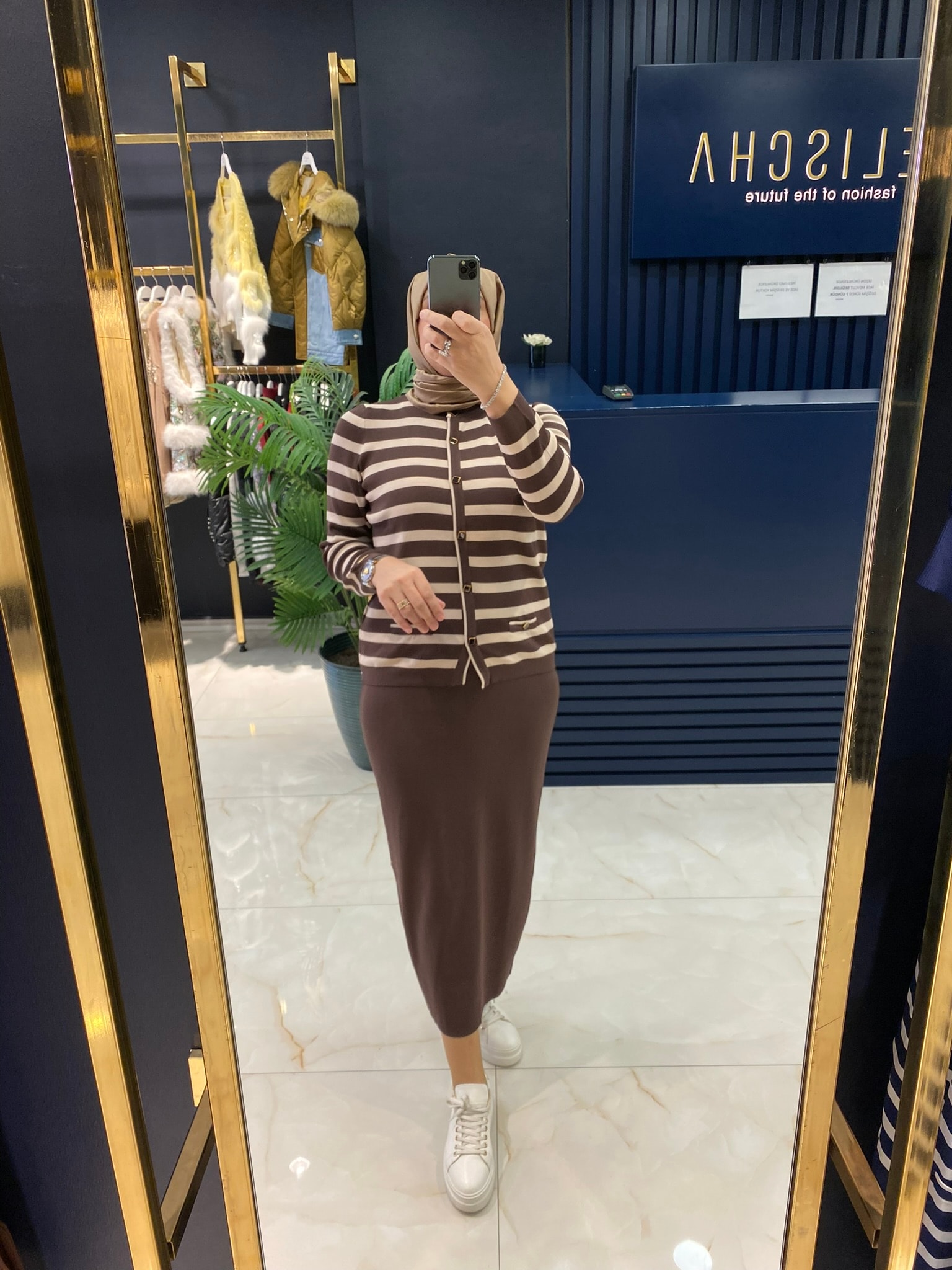 NİLİWİ TRİKO 3058 ÇİZGİLİ MİNİ HIRKA