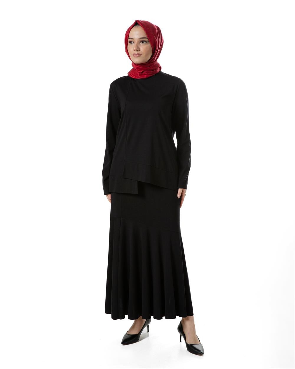 Ceremony Bambu Volanlı Etek 1636-SİYAH