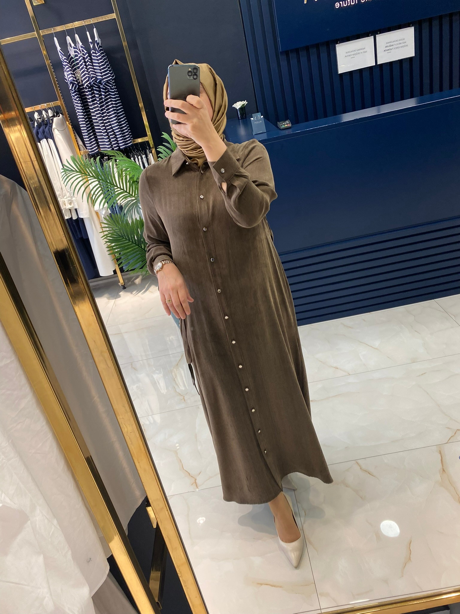Heddy Önden Düğmeli İpek Elbise 25143