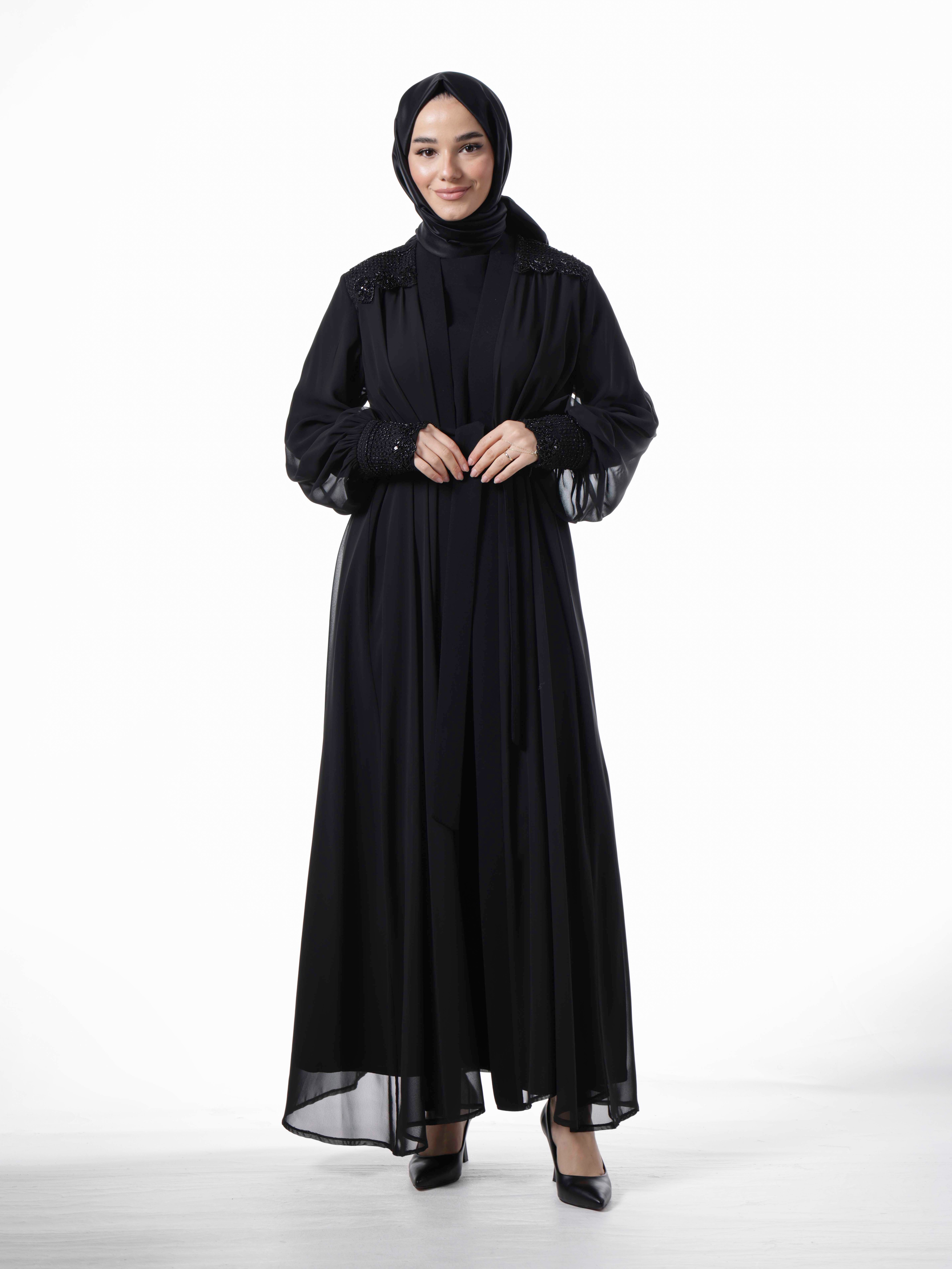 Heddy Sırtı Taş İşlemeli Abaya 7661