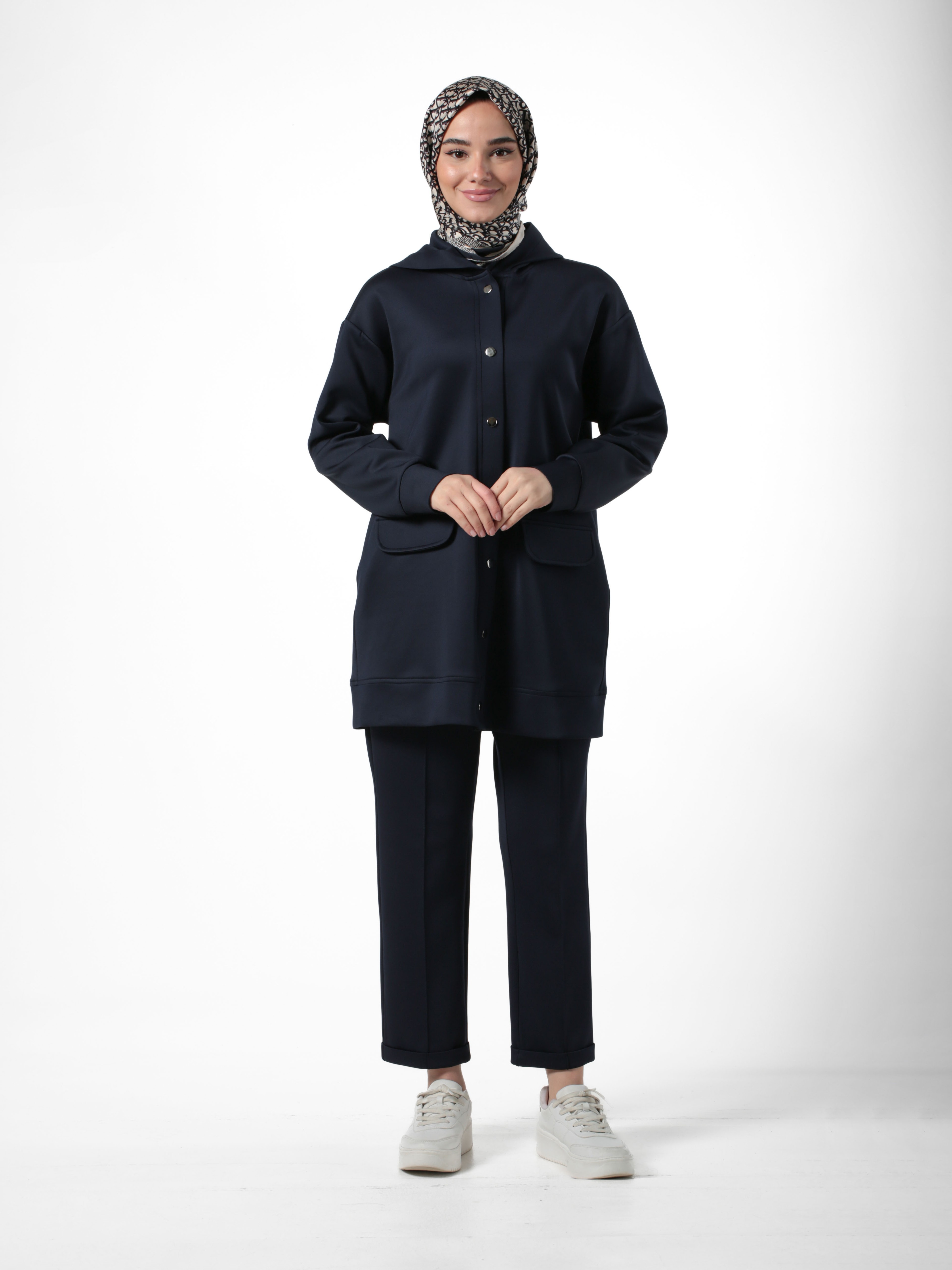 By Aysa Scuba Çıtçıtlı Kapşonlu Hırka 1245