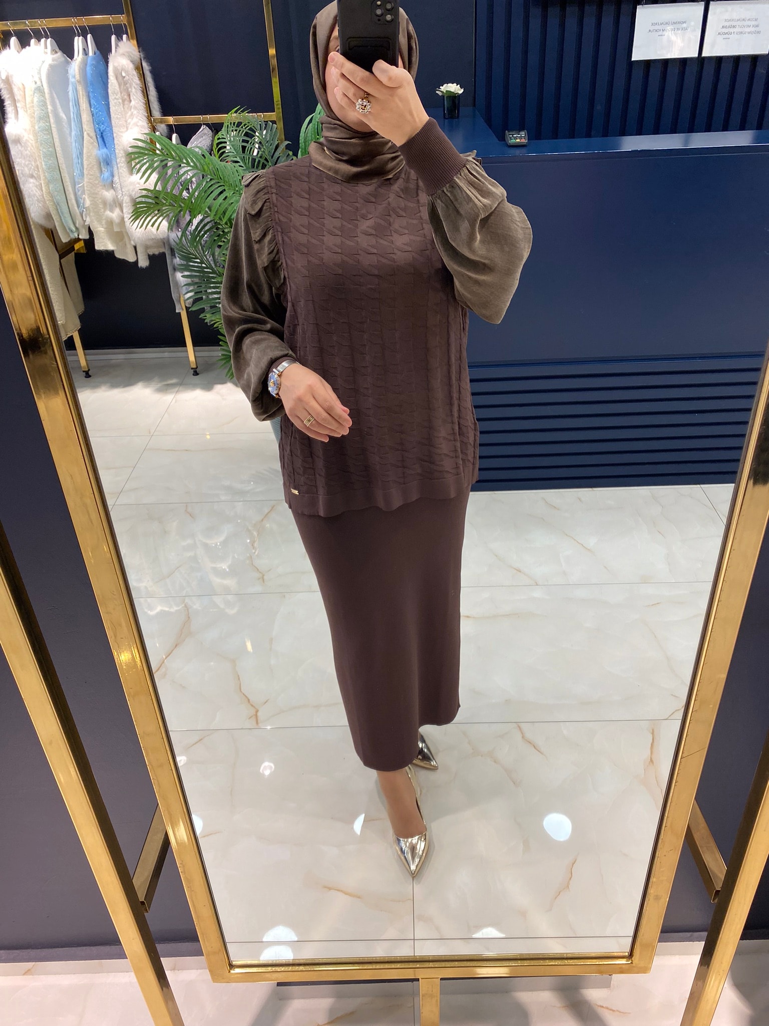 NİLİWİ TRİKO 3085 KOL EVİ KARE TUNİK