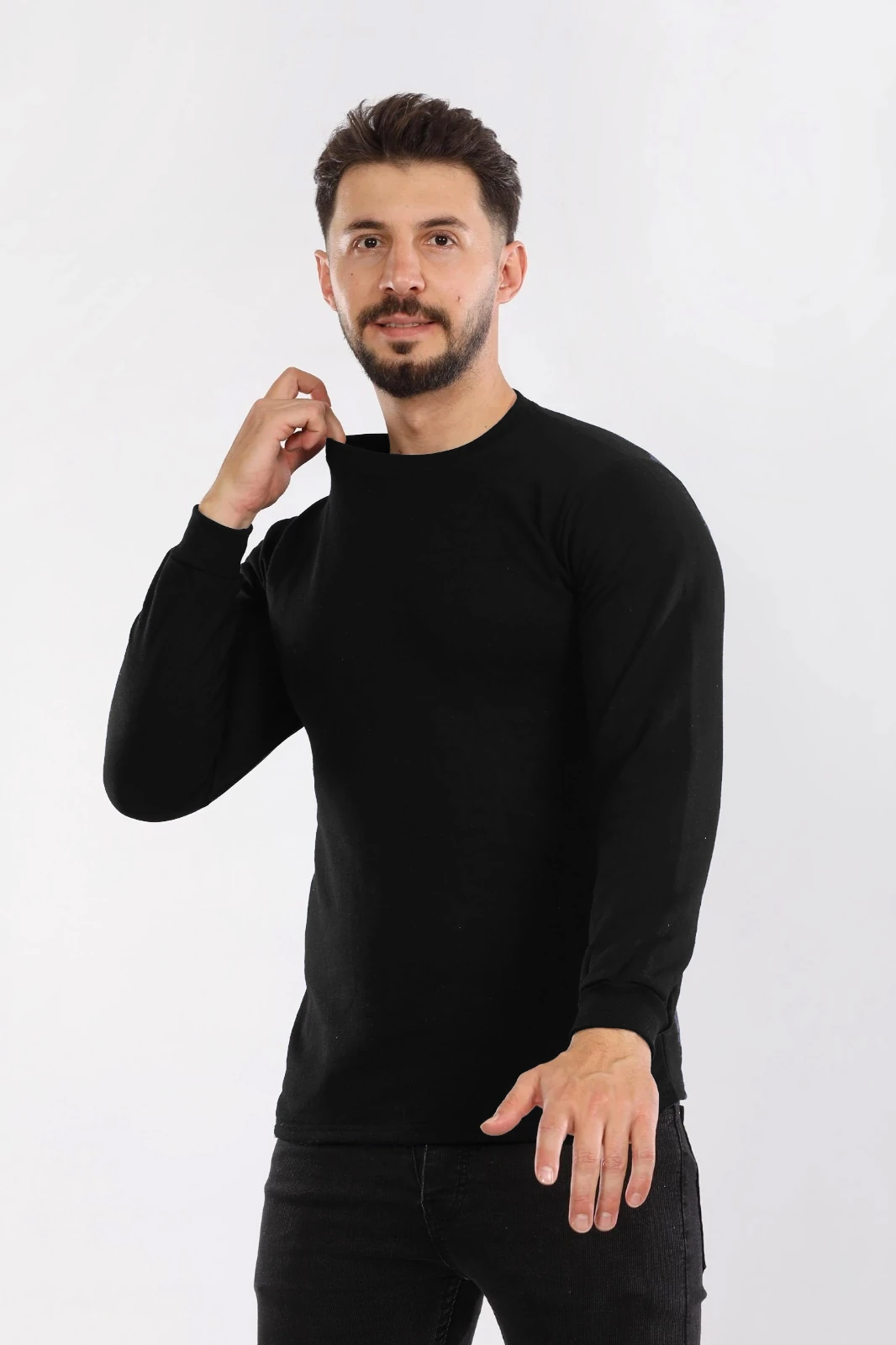 3 İplik Bisiklet Yaka Sweat