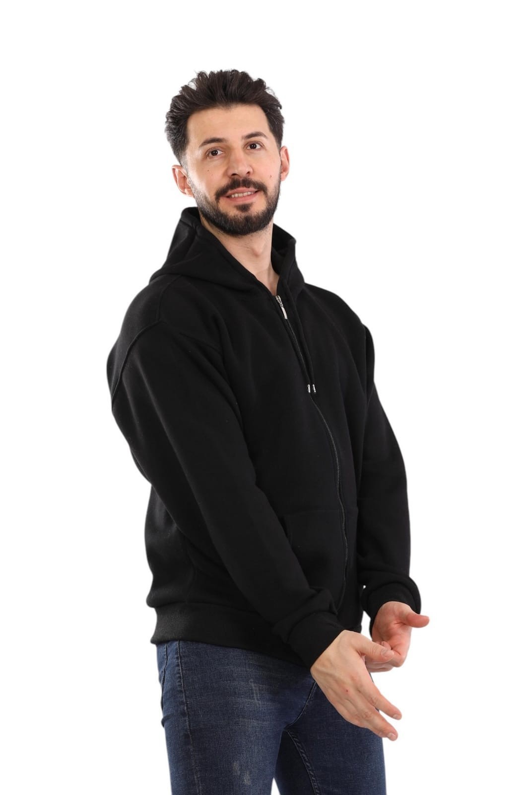 Kapüşonlu Fermuarlı Sweatshirt