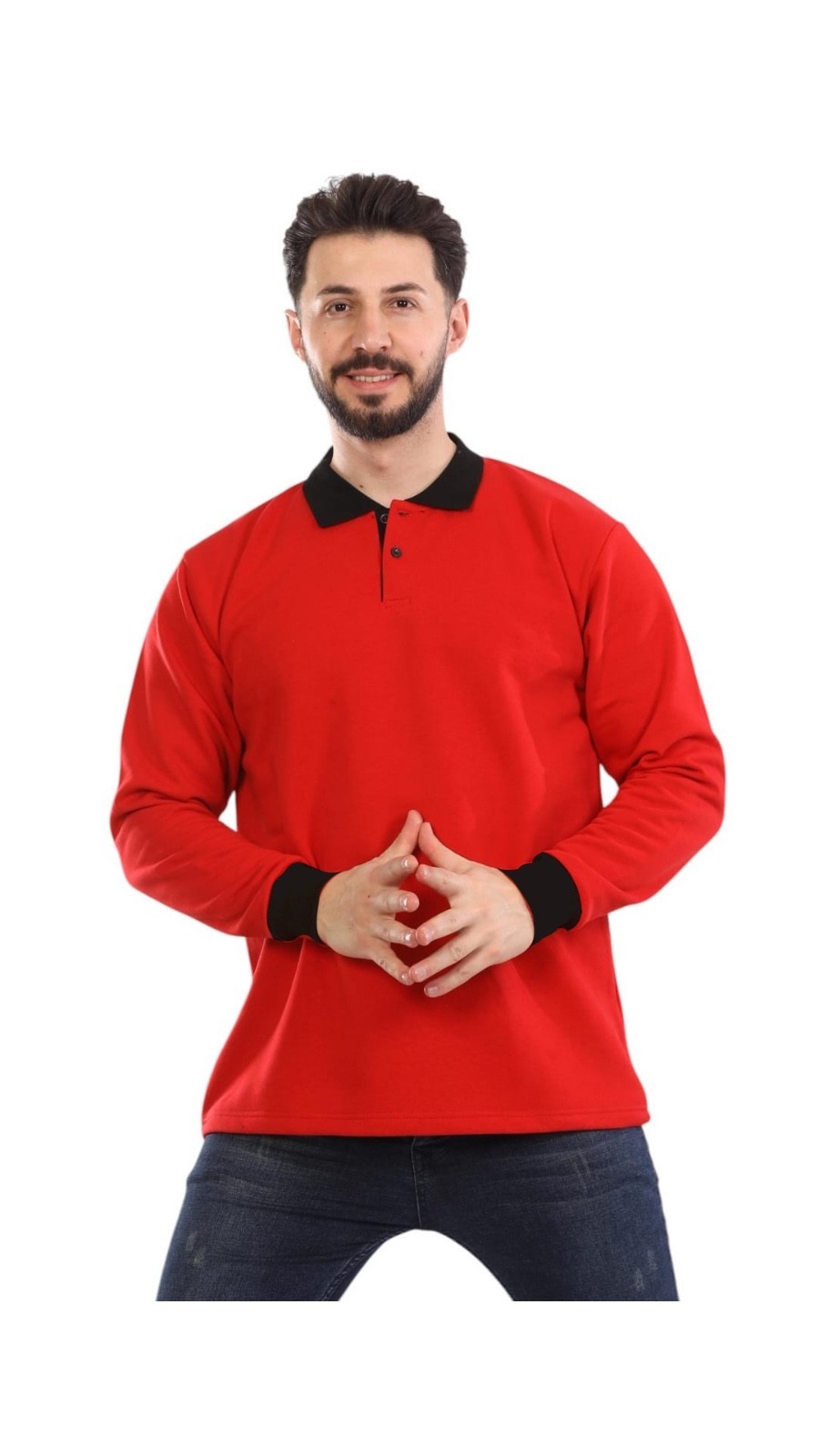  3 İplik Modelli Polo Yaka Sweat
