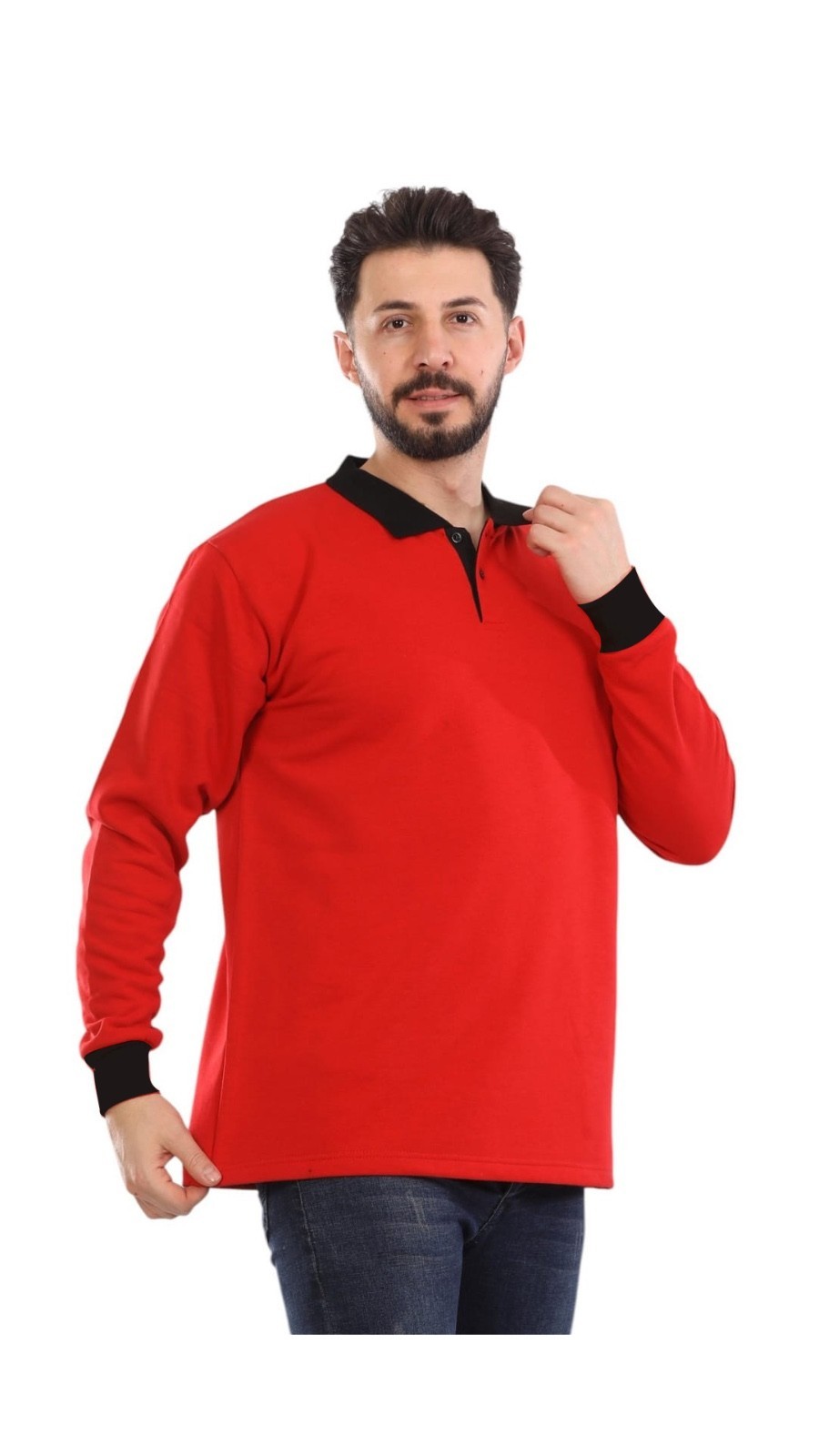  3 İplik Modelli Polo Yaka Sweat