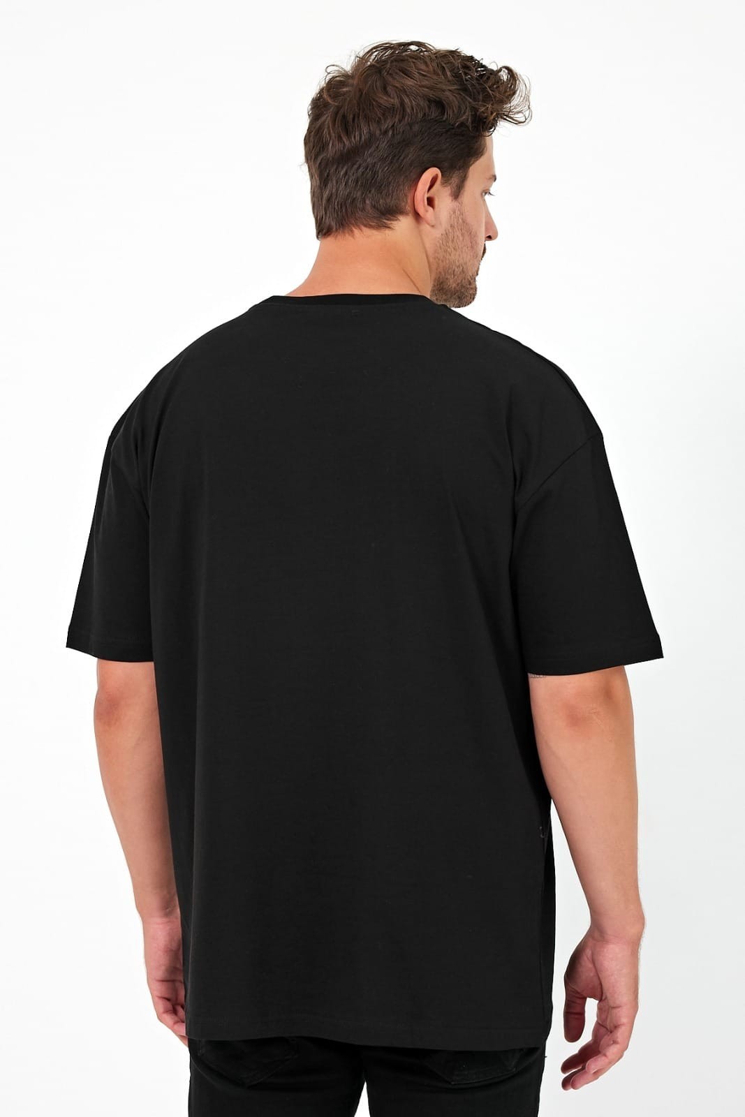 Oversize Bisiklet Yaka Kısa Kollu Tişört