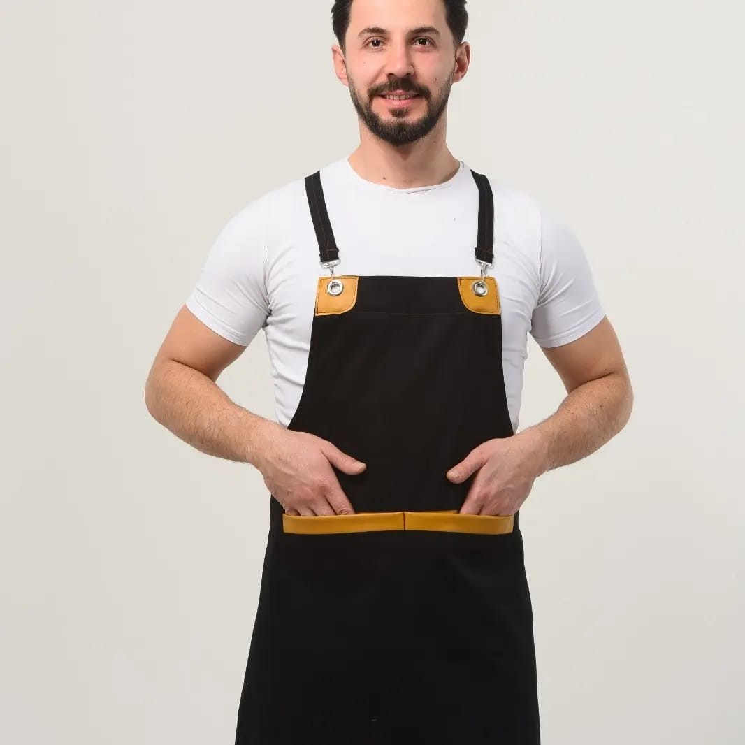 Deri Detaylı Barista Önlük