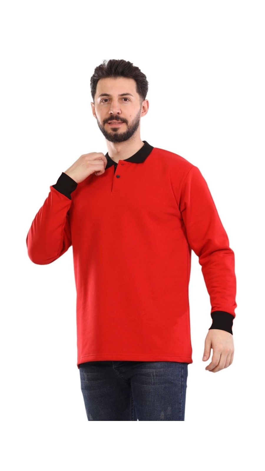  3 İplik Modelli Polo Yaka Sweat