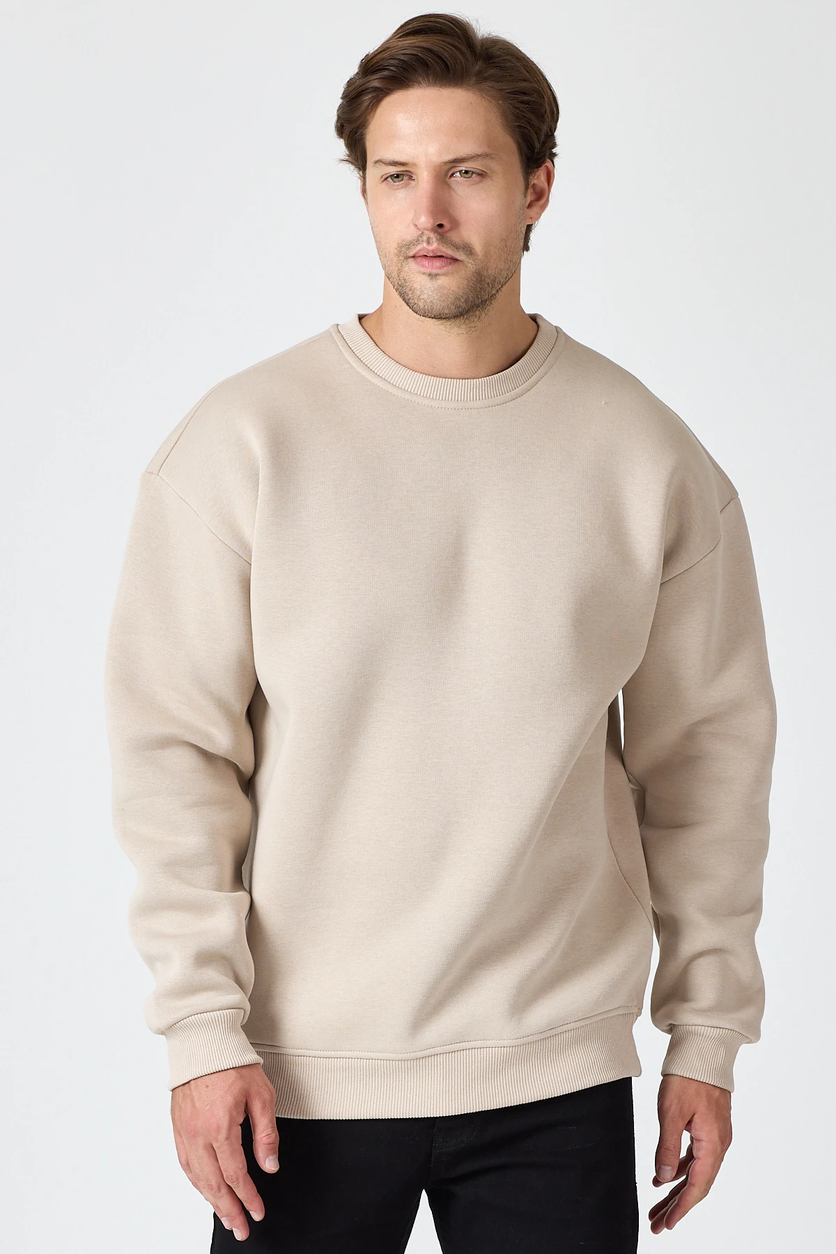 Oversize Bisiklet Yaka Sweatshirt 3 İplik