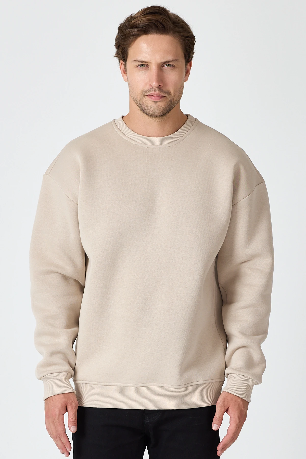 Oversize Bisiklet Yaka Sweatshirt 3 İplik