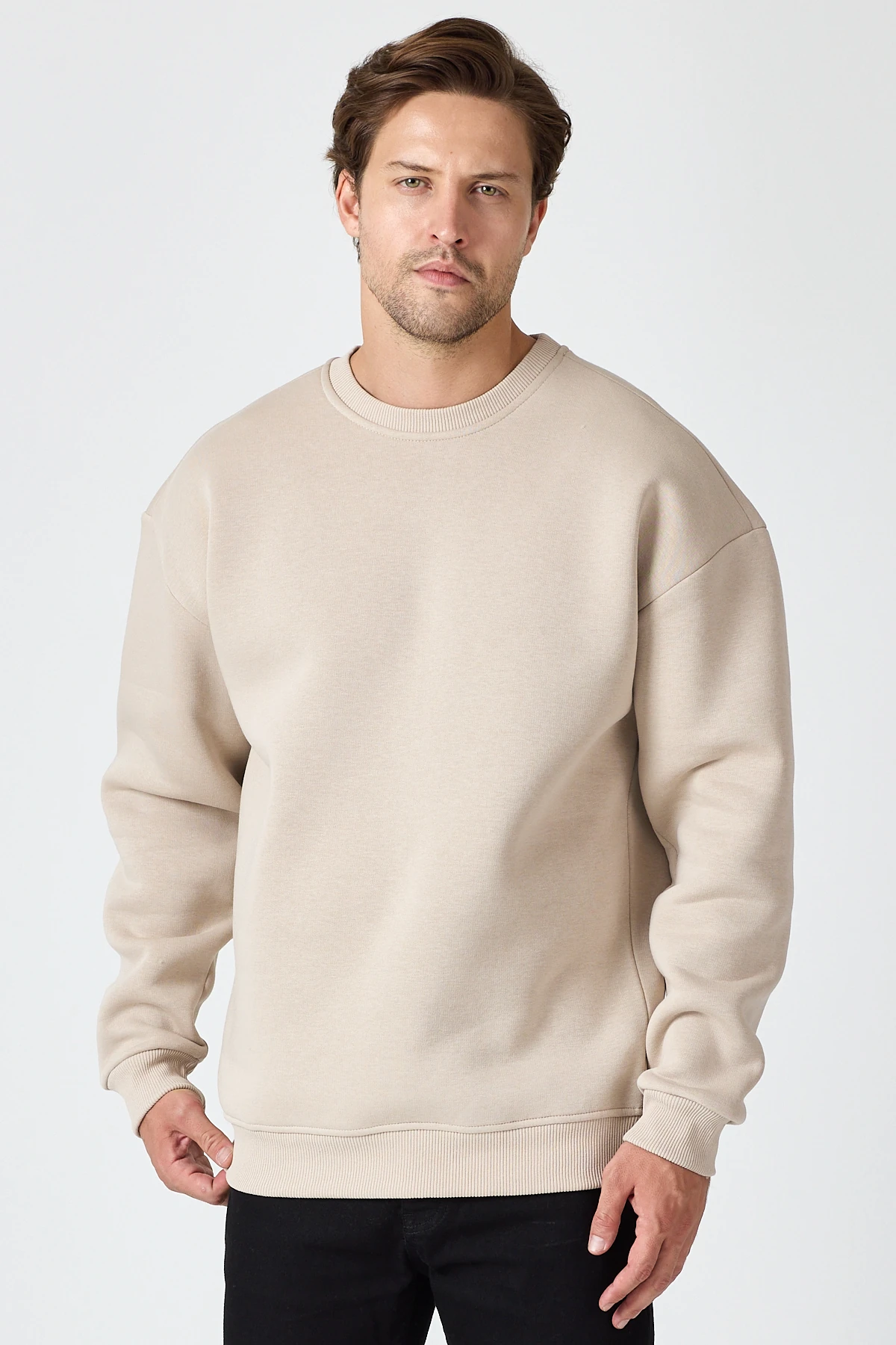 Oversize Bisiklet Yaka Sweatshirt 3 İplik