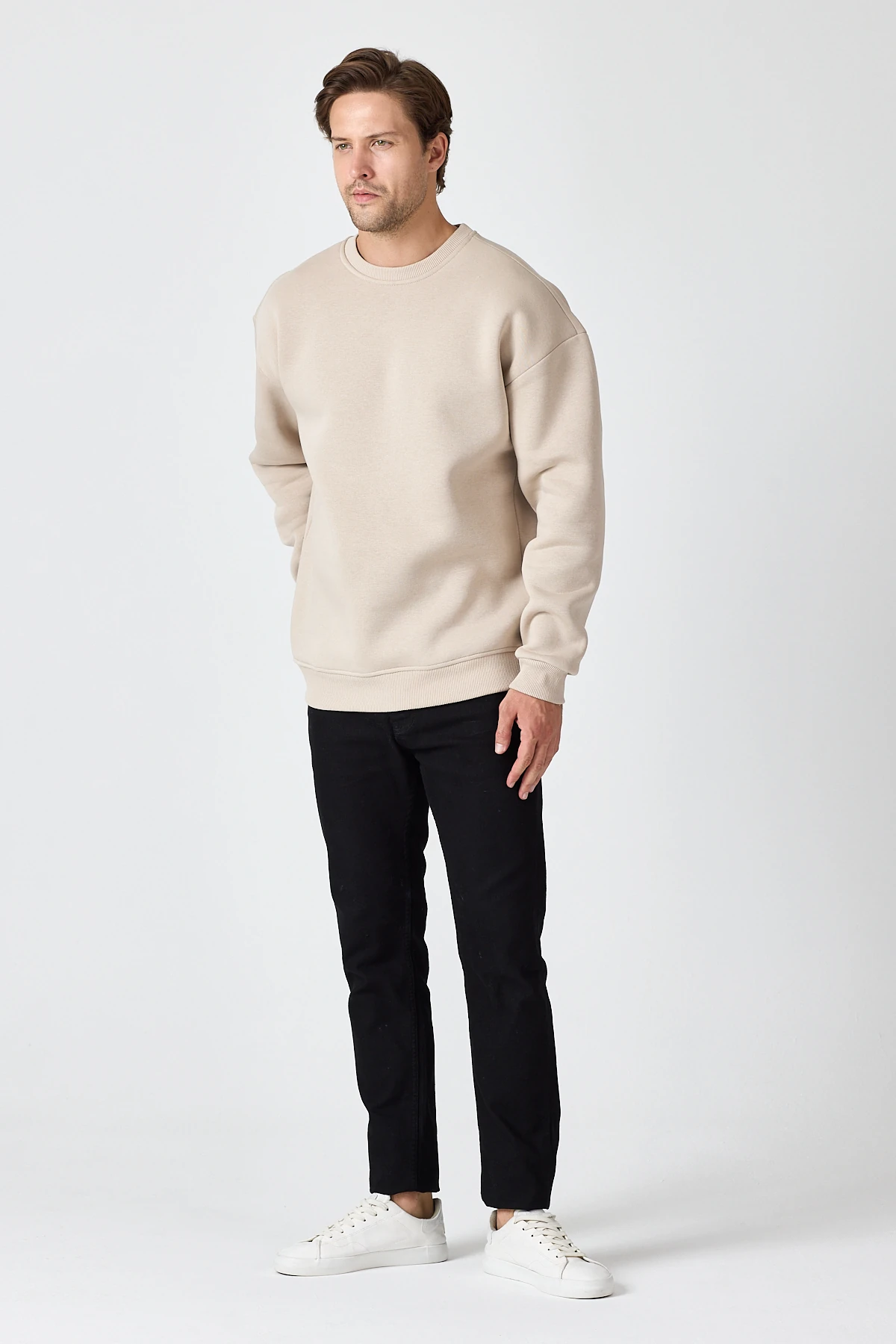 Oversize Bisiklet Yaka Sweatshirt 3 İplik