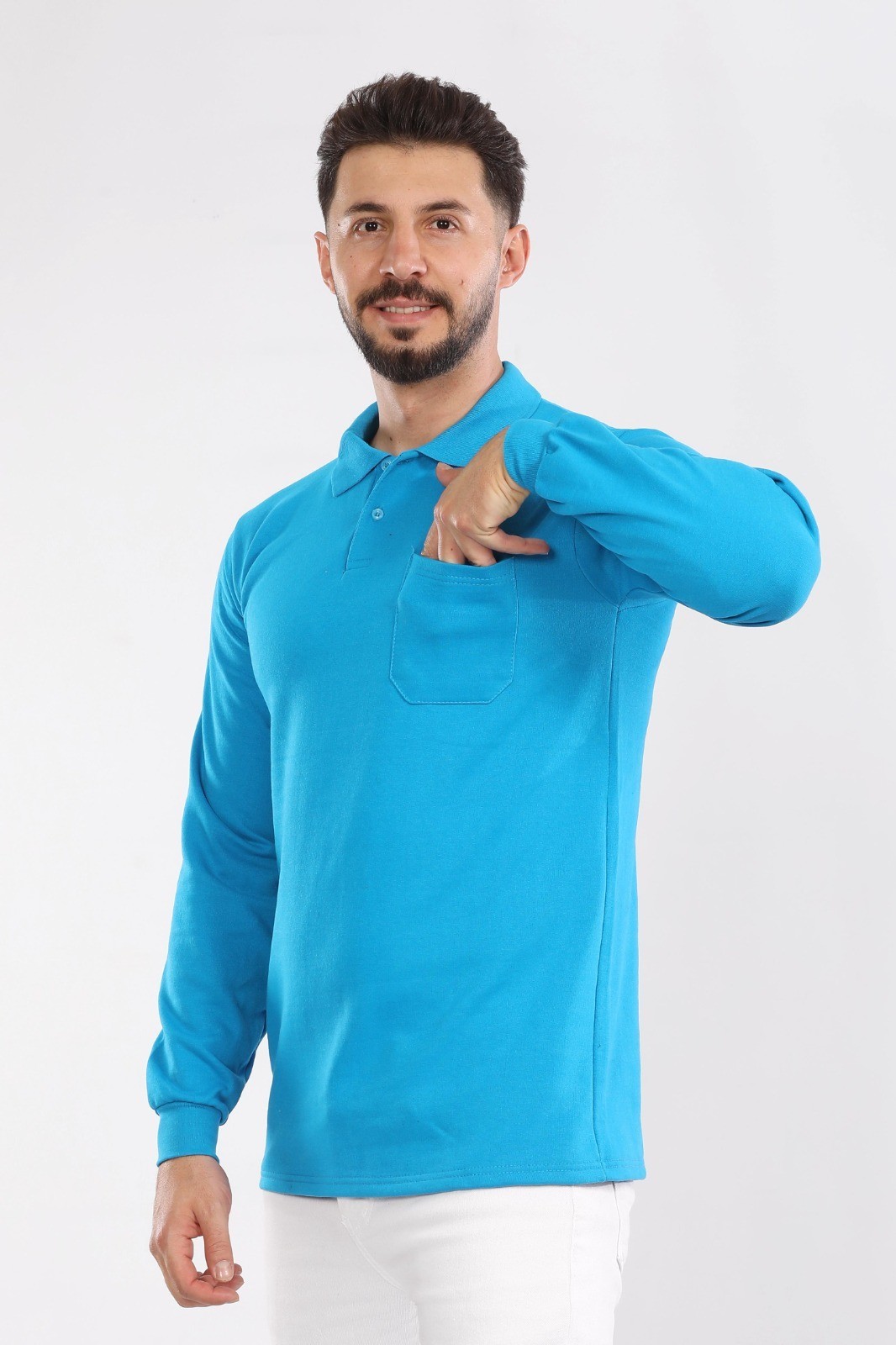 Uzun Kol Mevsimlik Penye Polo Yaka Tişört