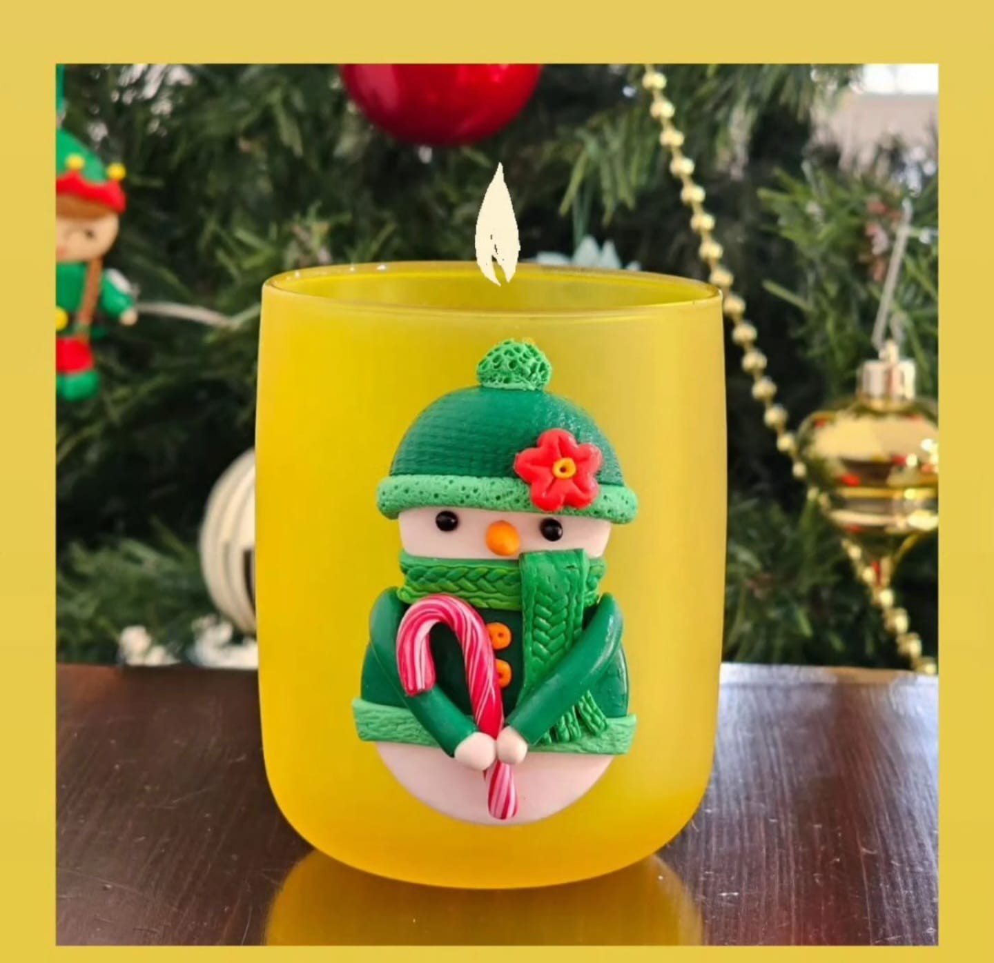 Polimer Kil El Yapımı Özel Bardaklı Soya Mum Winter
