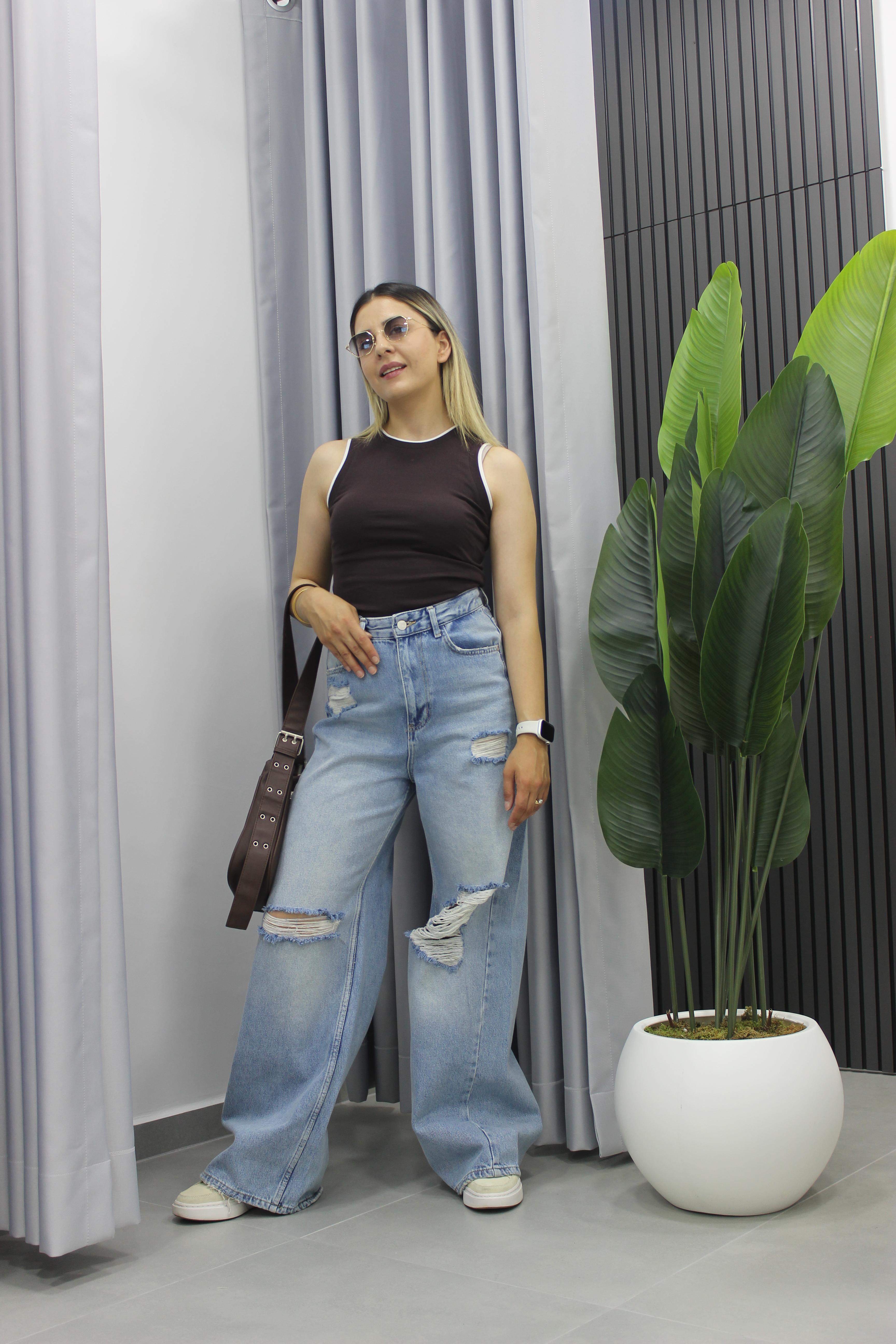 Çift Görünümlü Kolsuz Bodysuit - Kahve & Beyaz