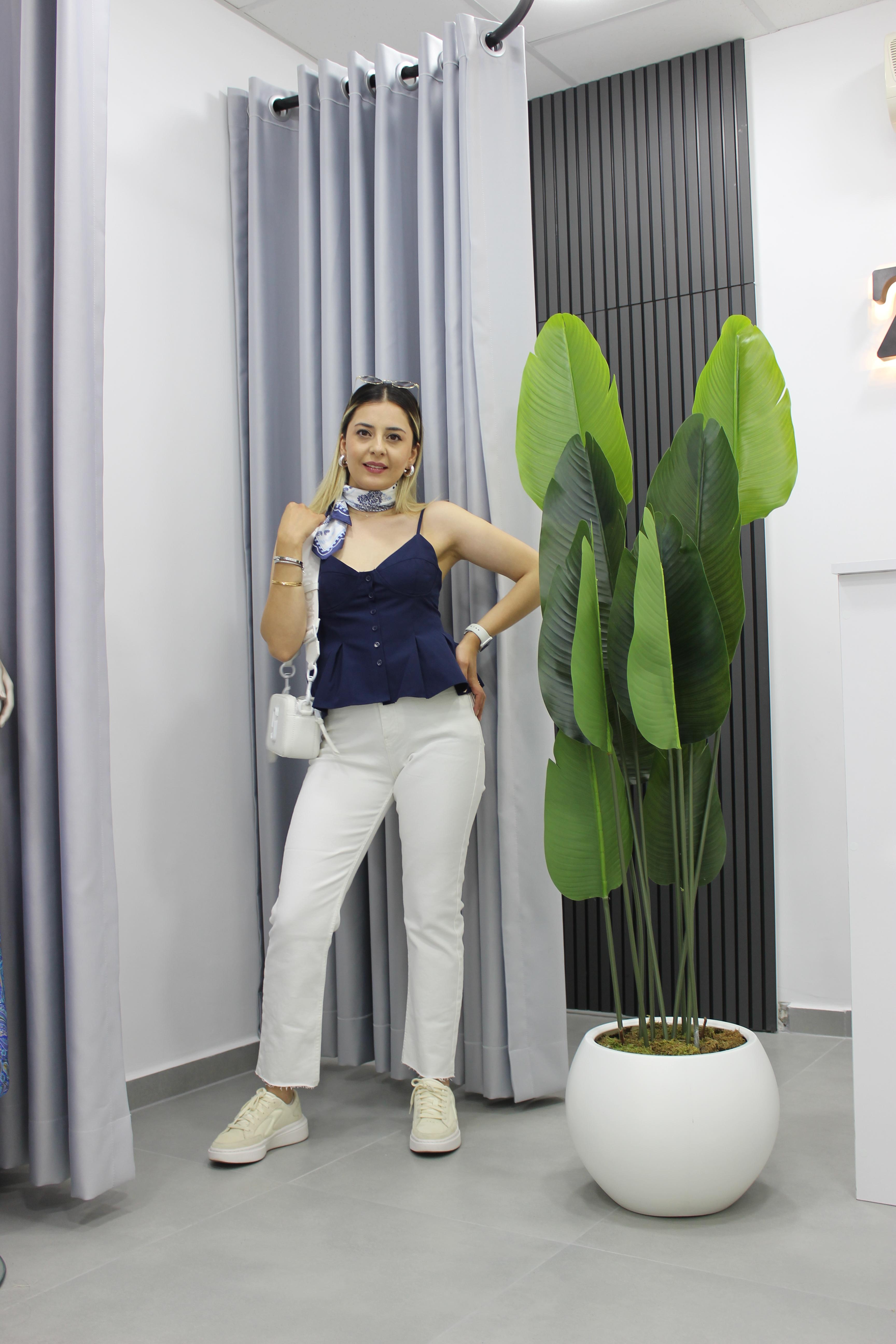 Pileli İnce Askılı Bluz 