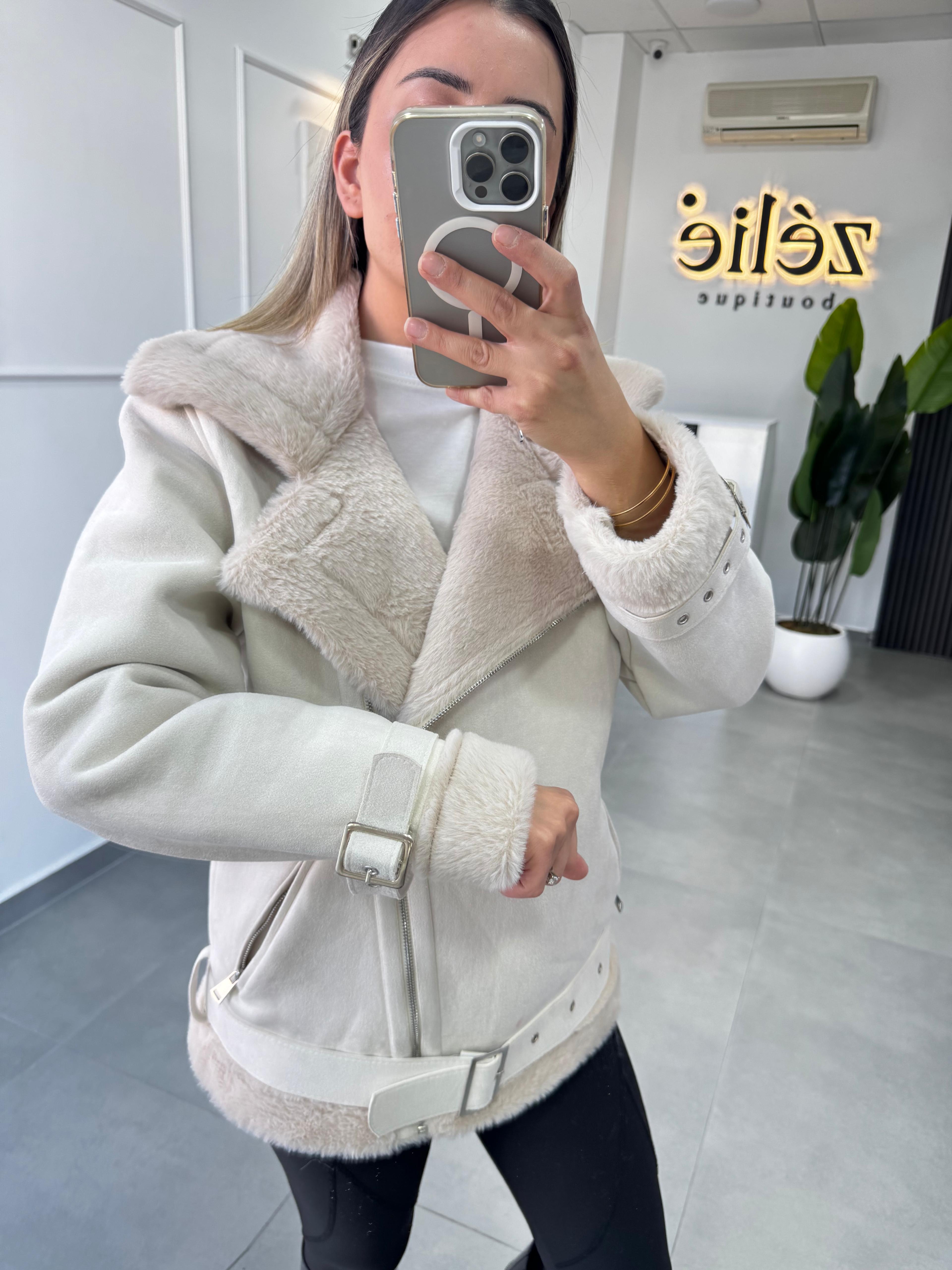 Süet Biker Mont
