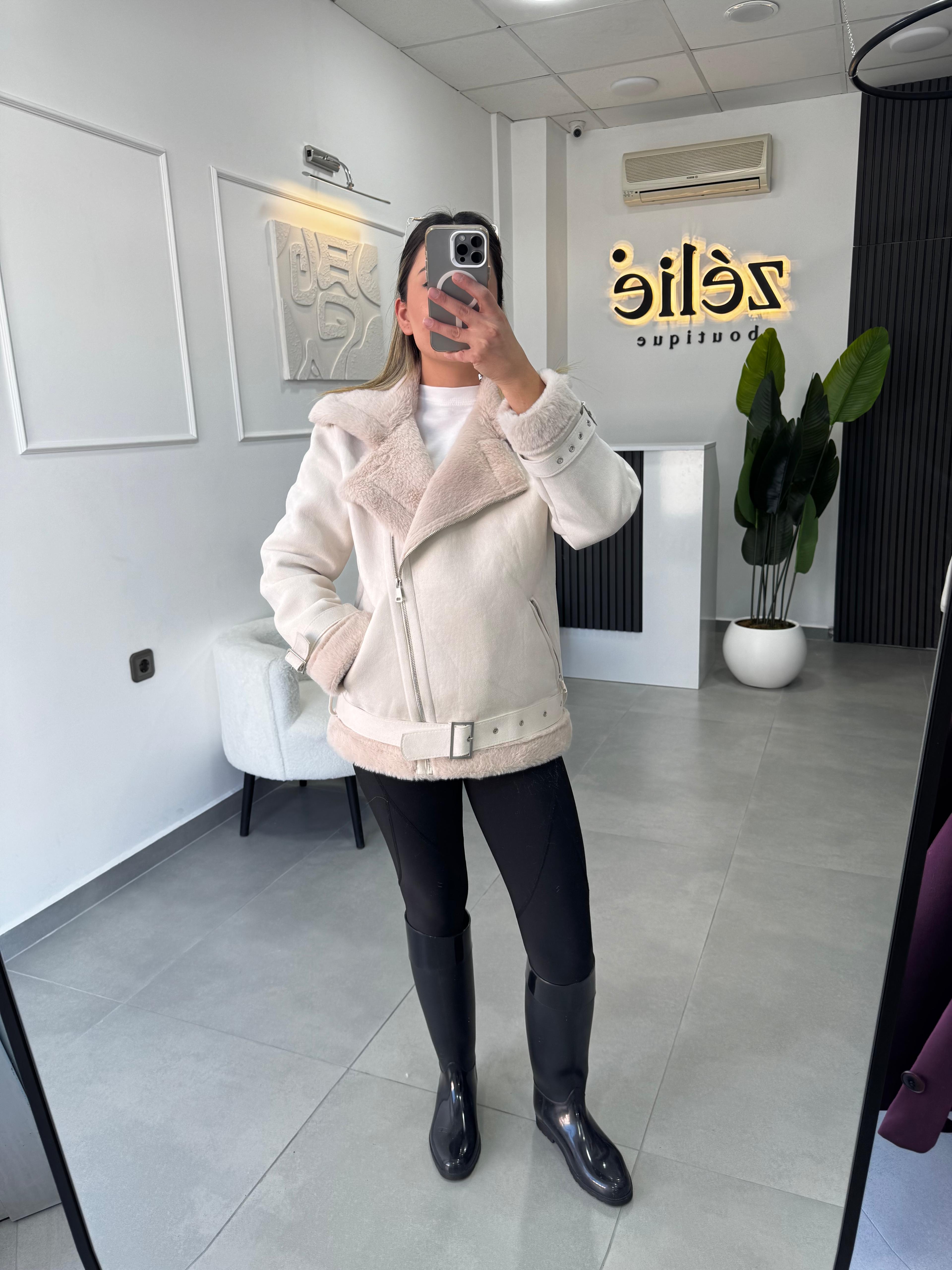 Süet Biker Mont