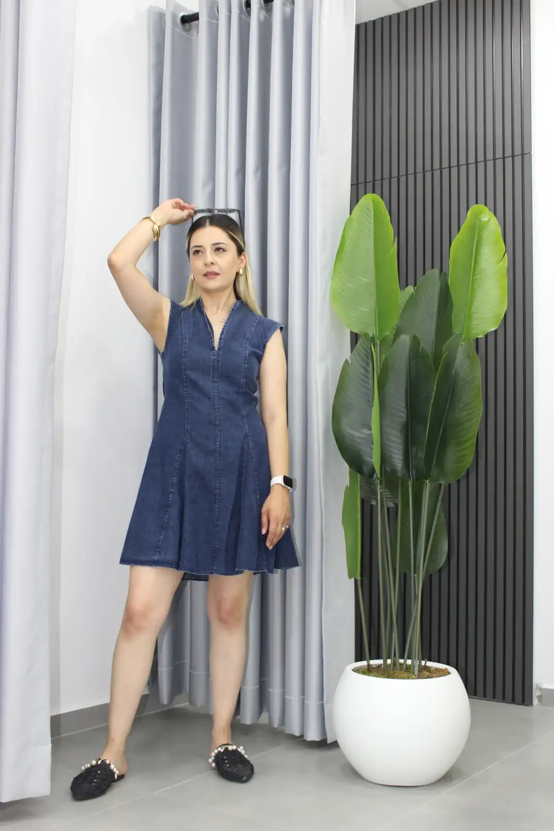 Askılı Kot Kloş Elbise · 3
