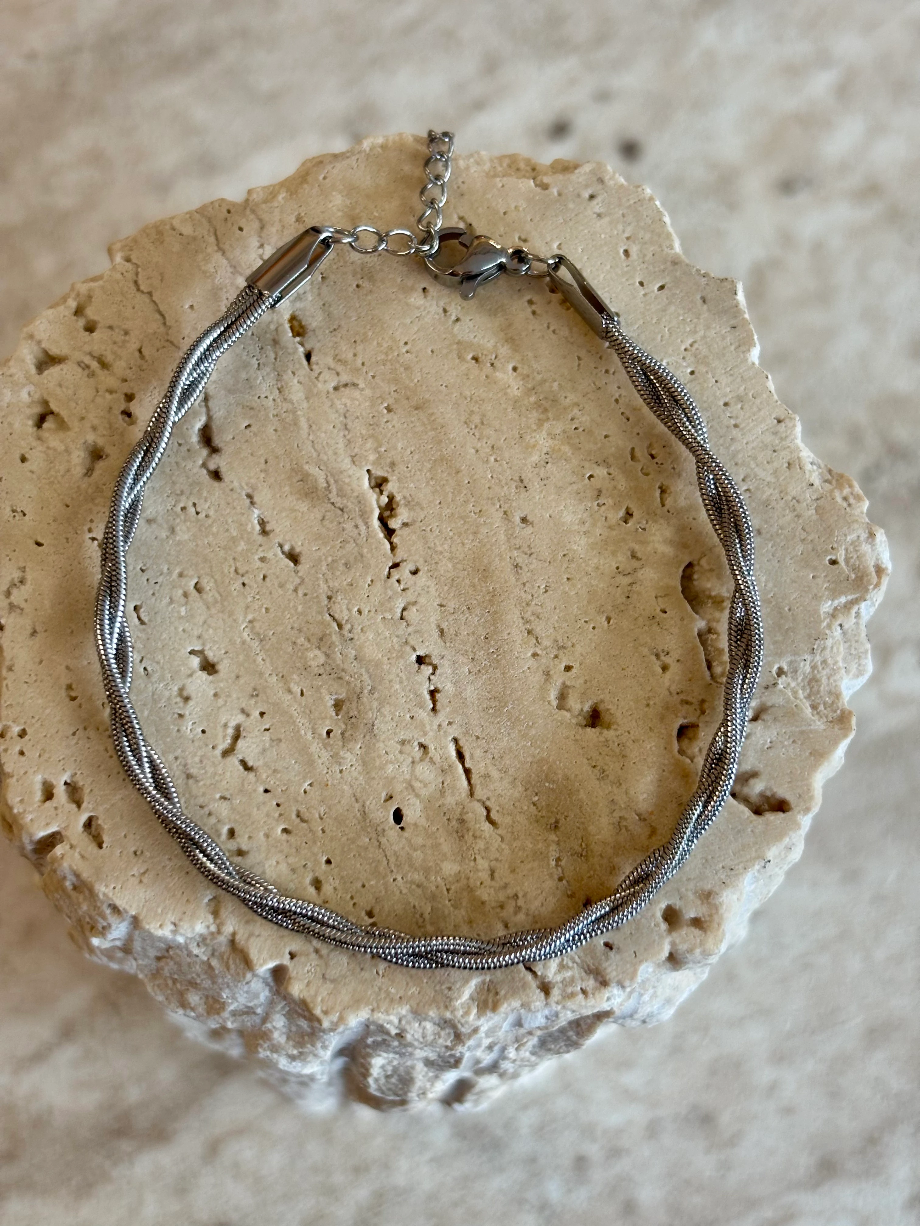 Örgülü Silver Çelik Bileklik