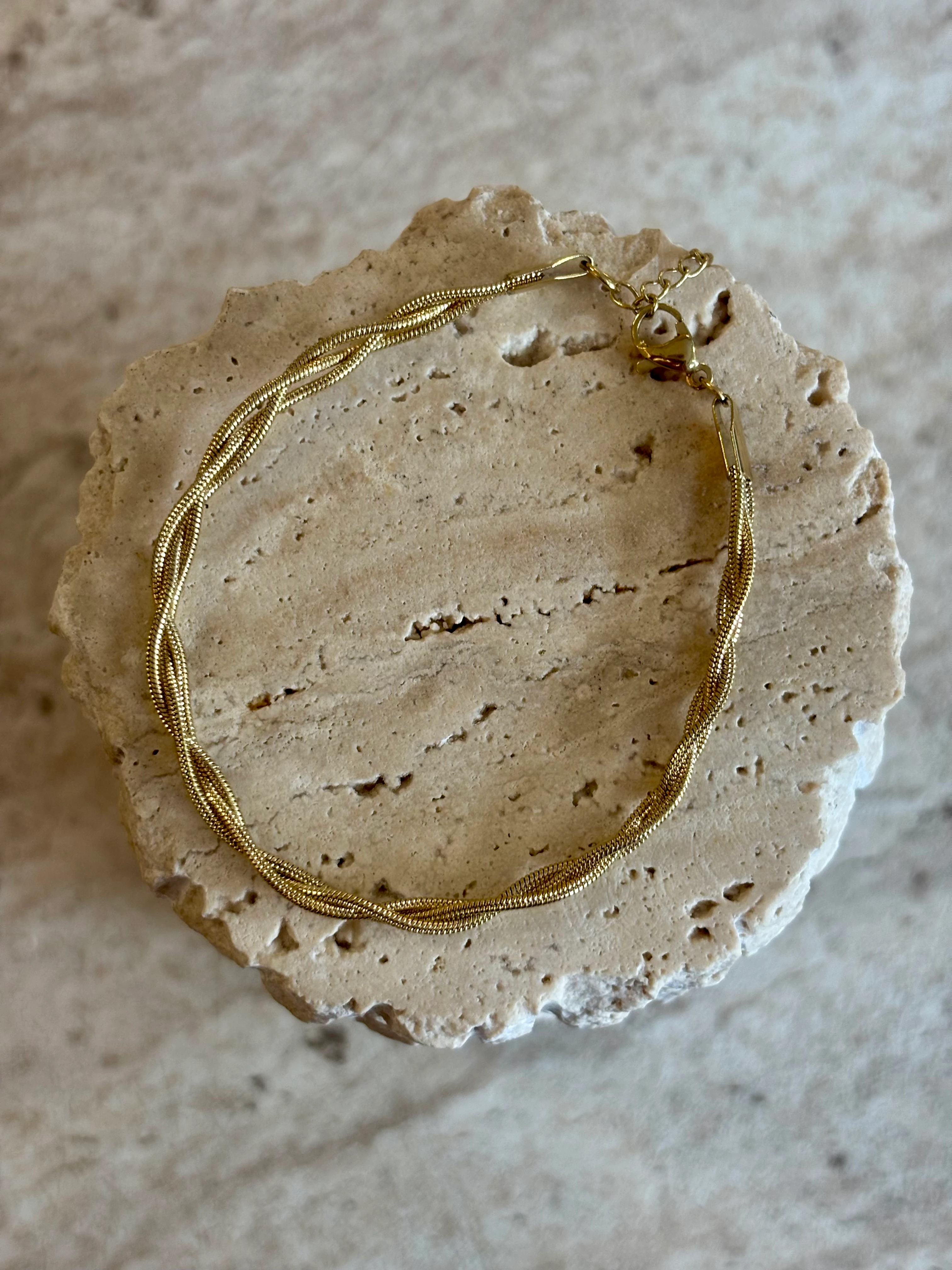 Örgülü Gold Çelik Bileklik