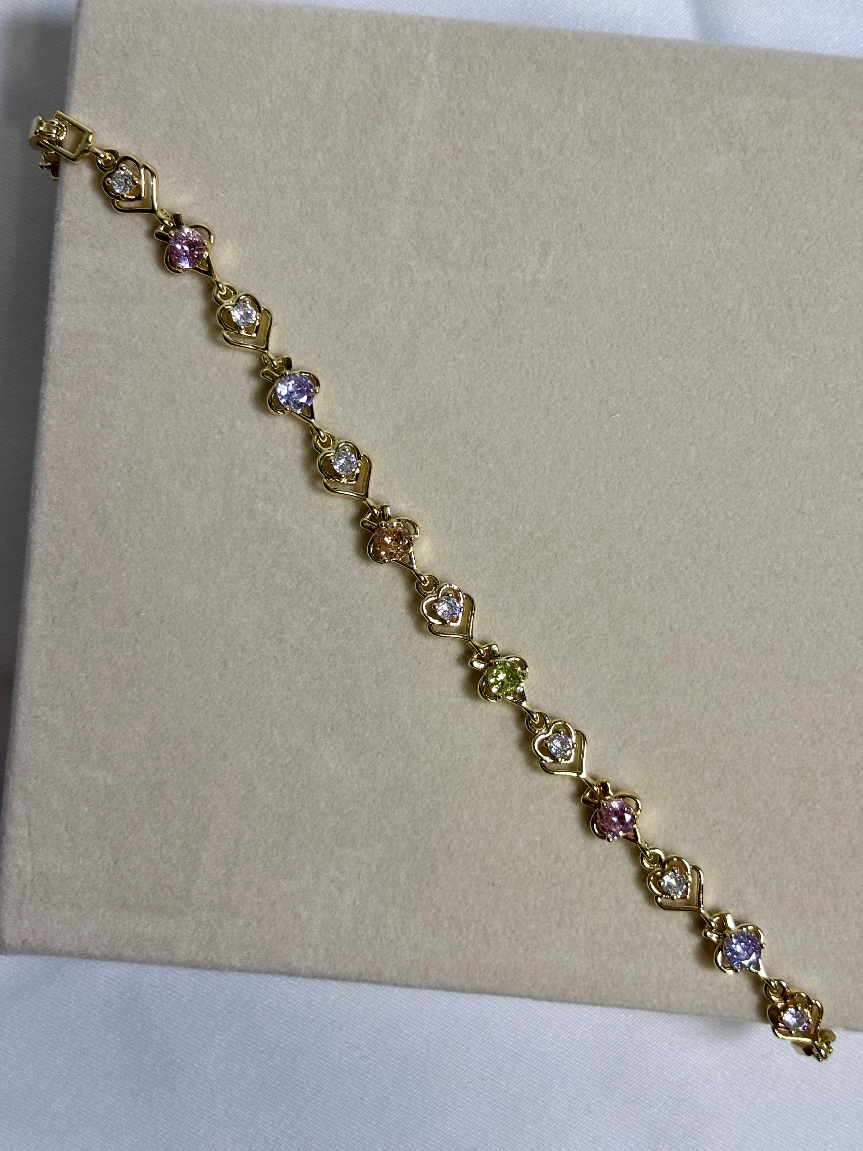 Renkli Taşlı Gold Bileklik