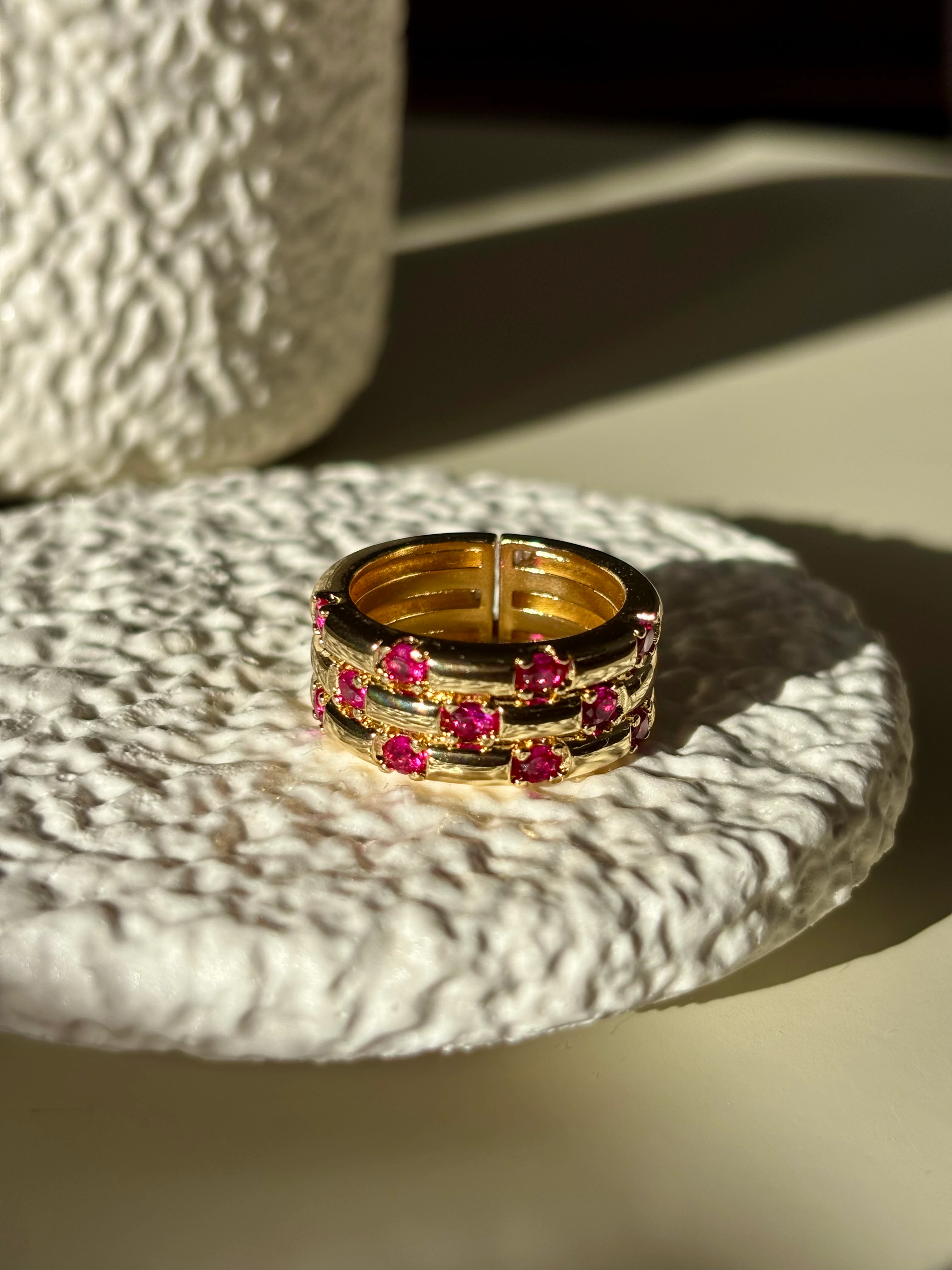 Pembe Zirkon Taşlı Yüzük