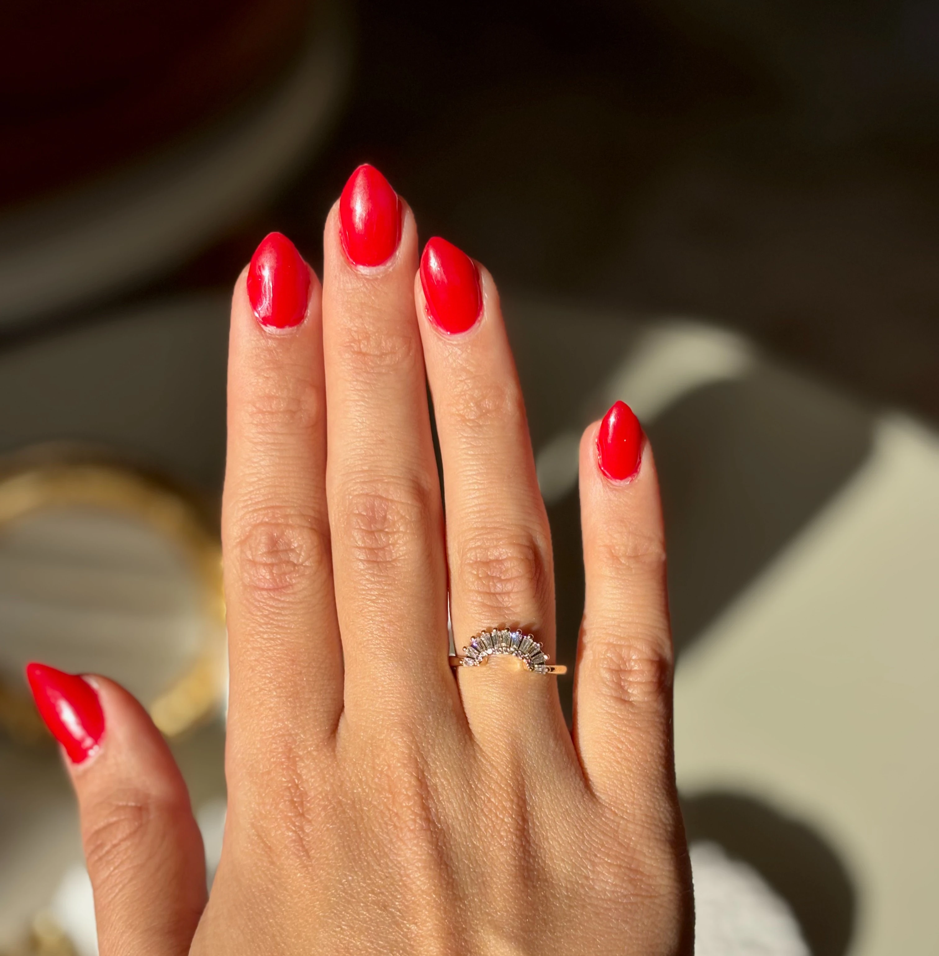 Minimal Tasarım Taşlı Ayarlanabilir Gold Yüzük