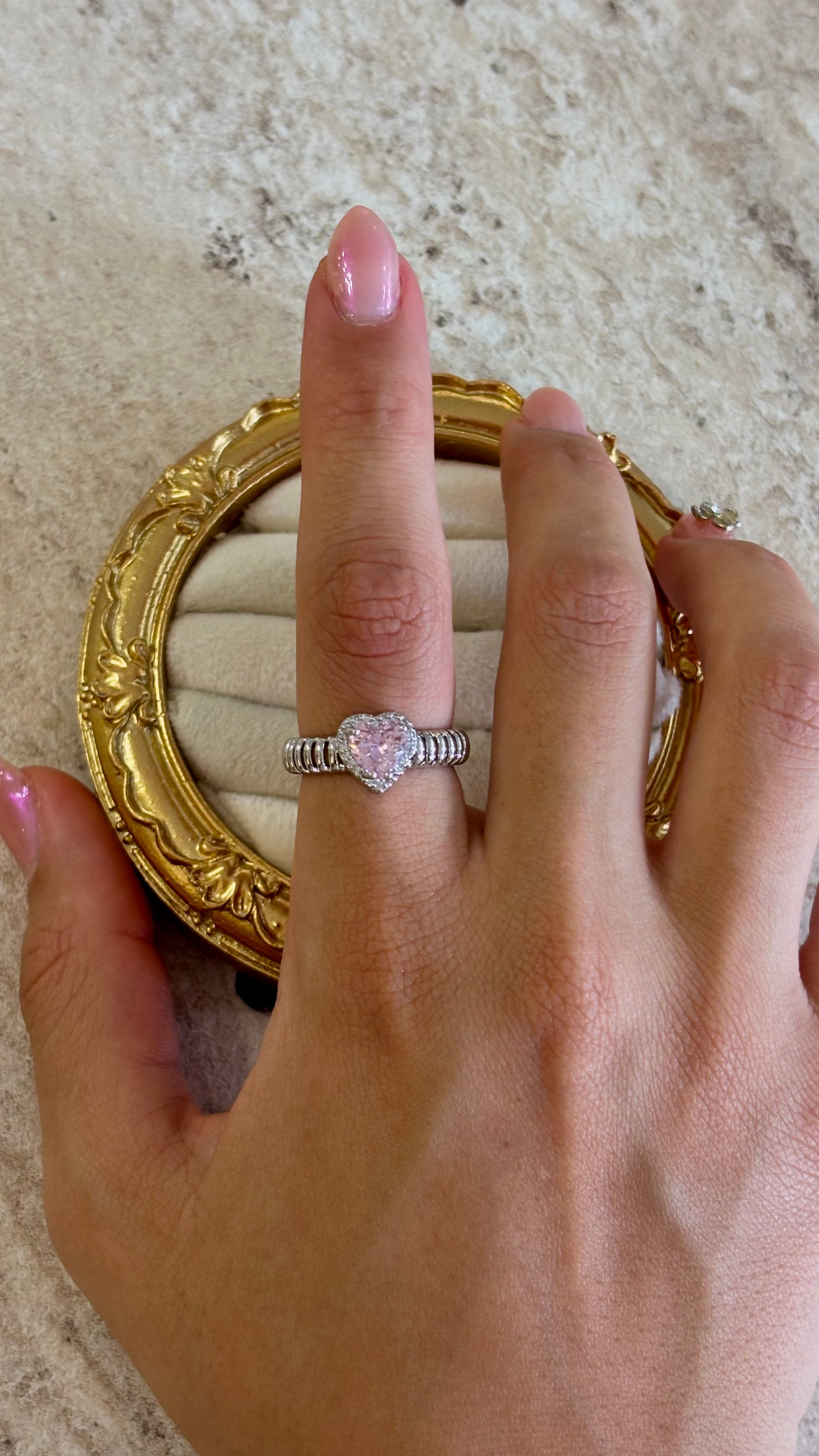 Pembe Pandora Kalpli Silver VİP Ayarlanabilir Yüzük
