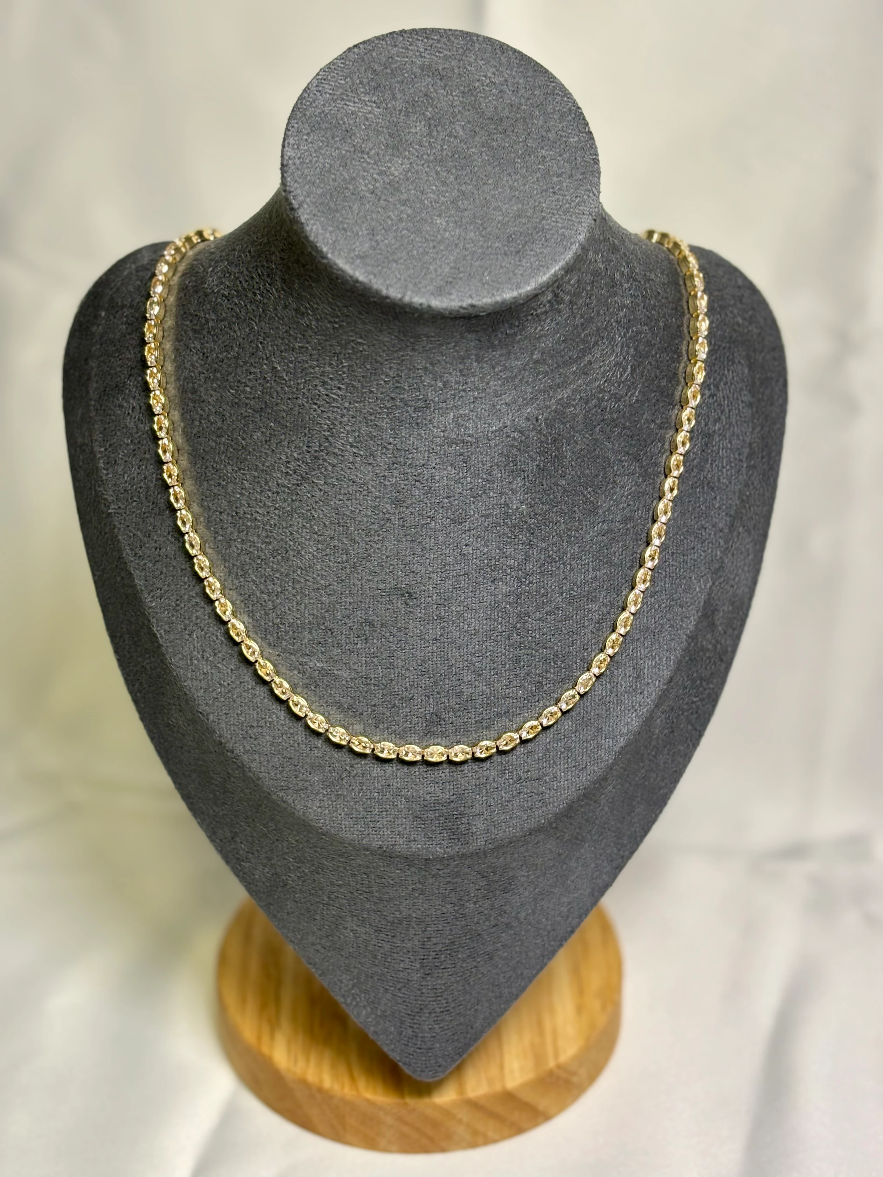 Oval Zirkon Taşlı Gold Su Yolu Kolye