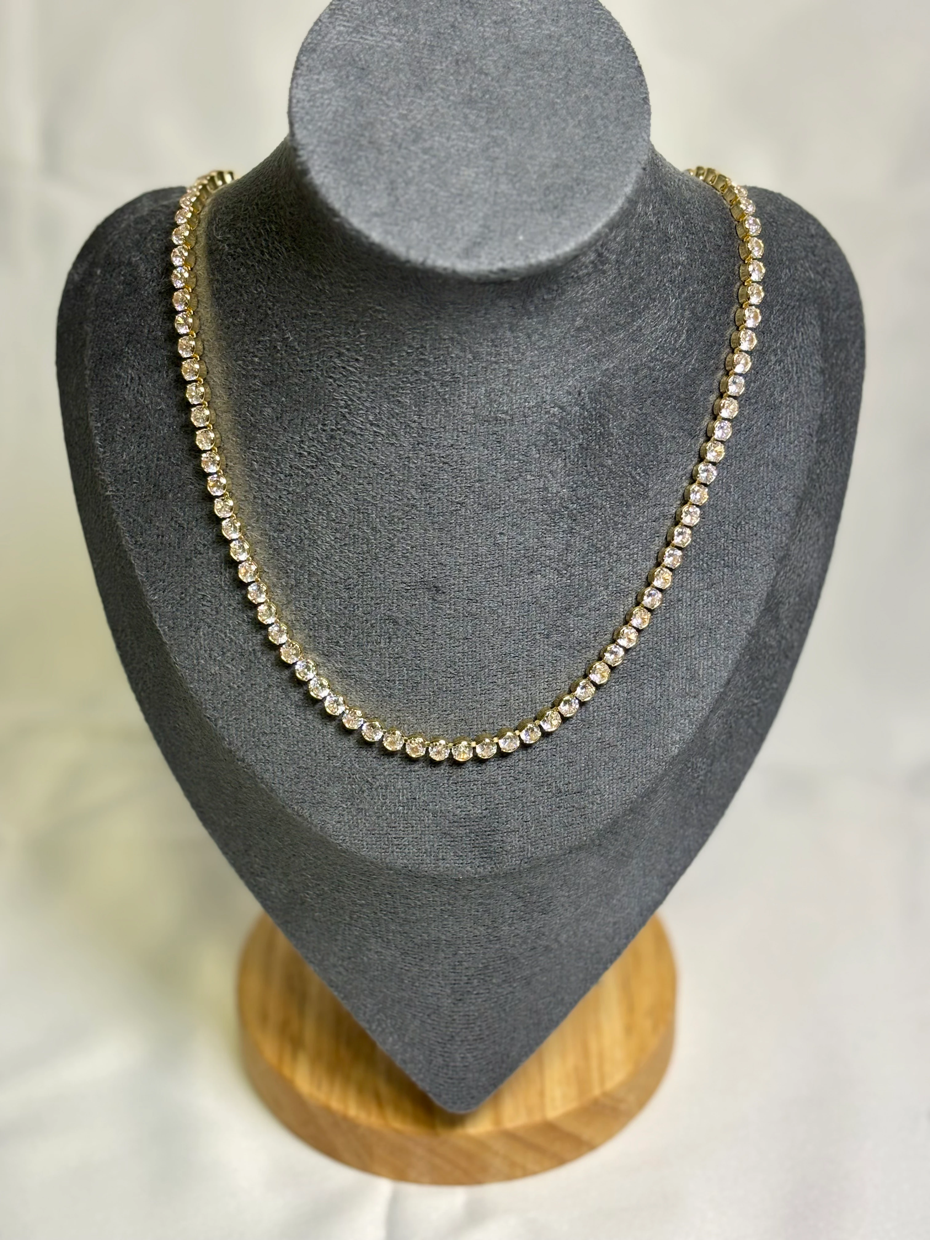 Zirkon Daire Taşlı Gold Su Yolu Kolye