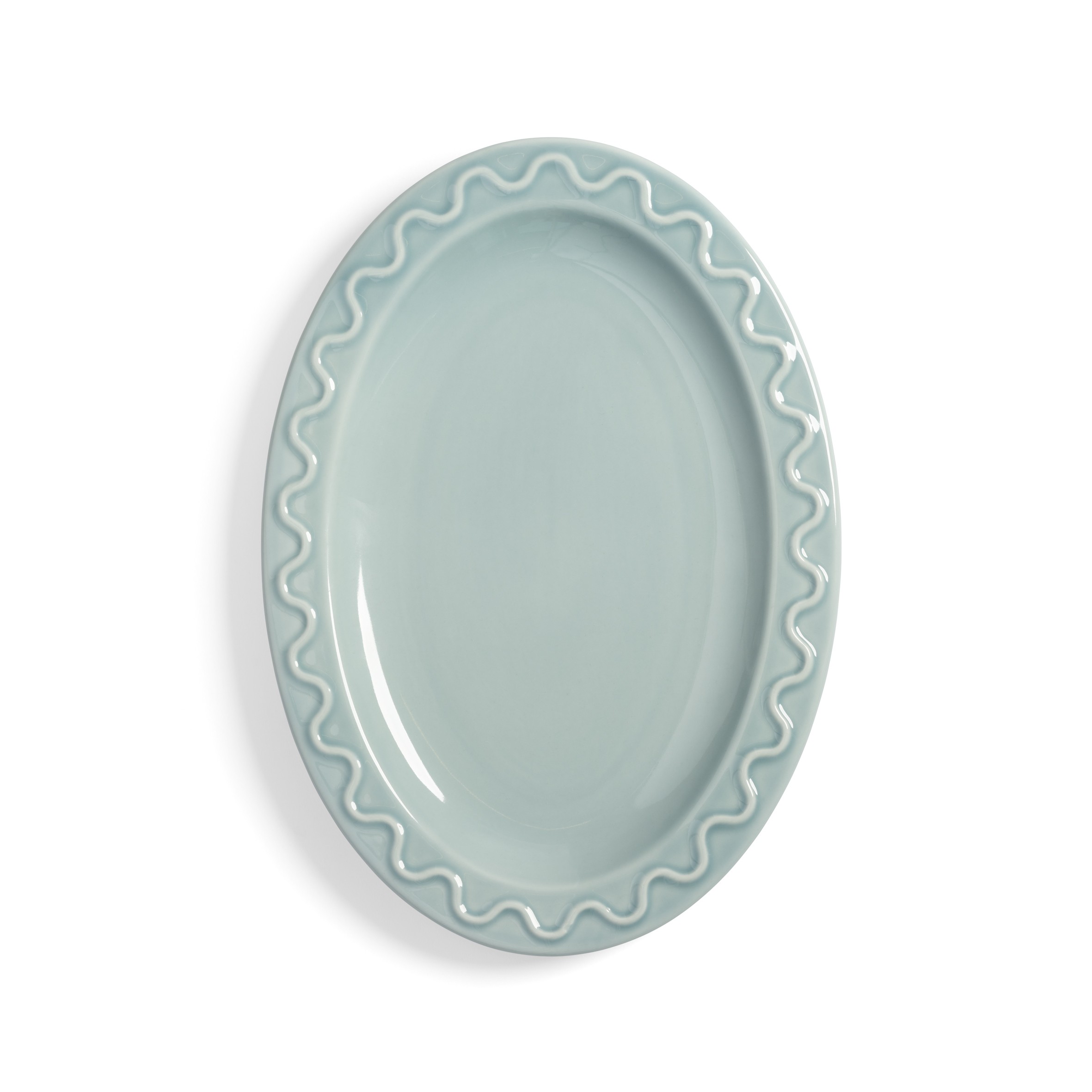 Plate Mochi Light Blue Oval