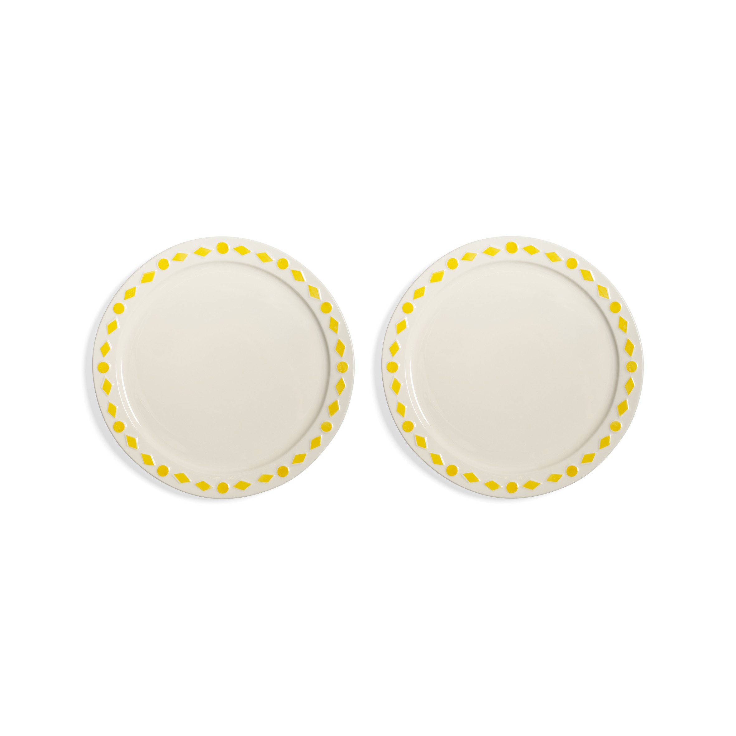 Plate Folk Yellow Large set of 2
