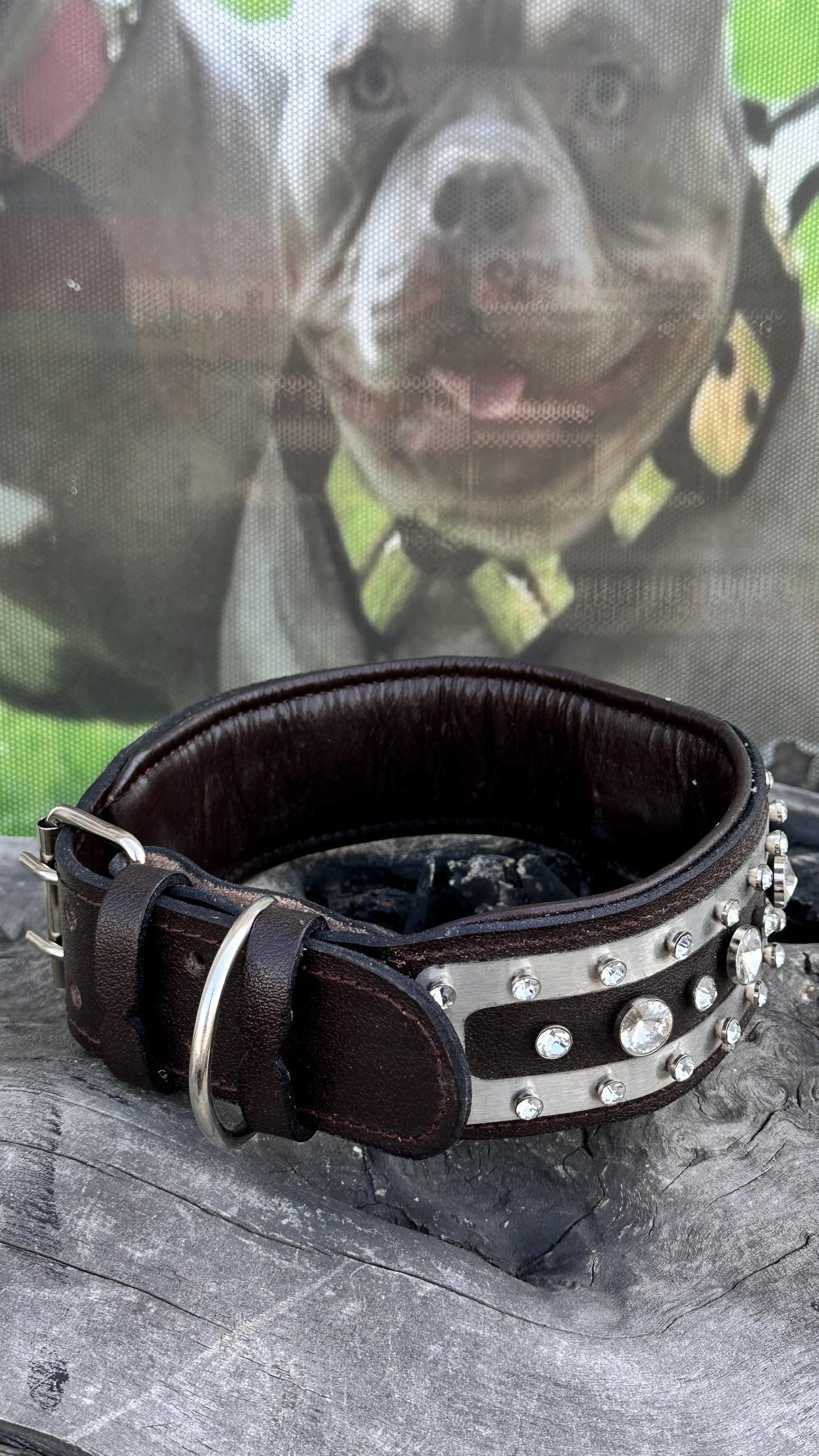 💀 6 cm Punisher logolu extreme kristal taşlı el yapımı deri köpek tasması – büyük ırklar için güçlü ve şık tasarım 🐾