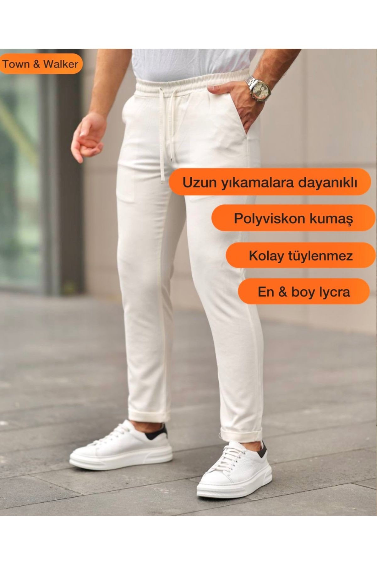 Bel Lastikli Jogger Kumaş Pantolon Old Money