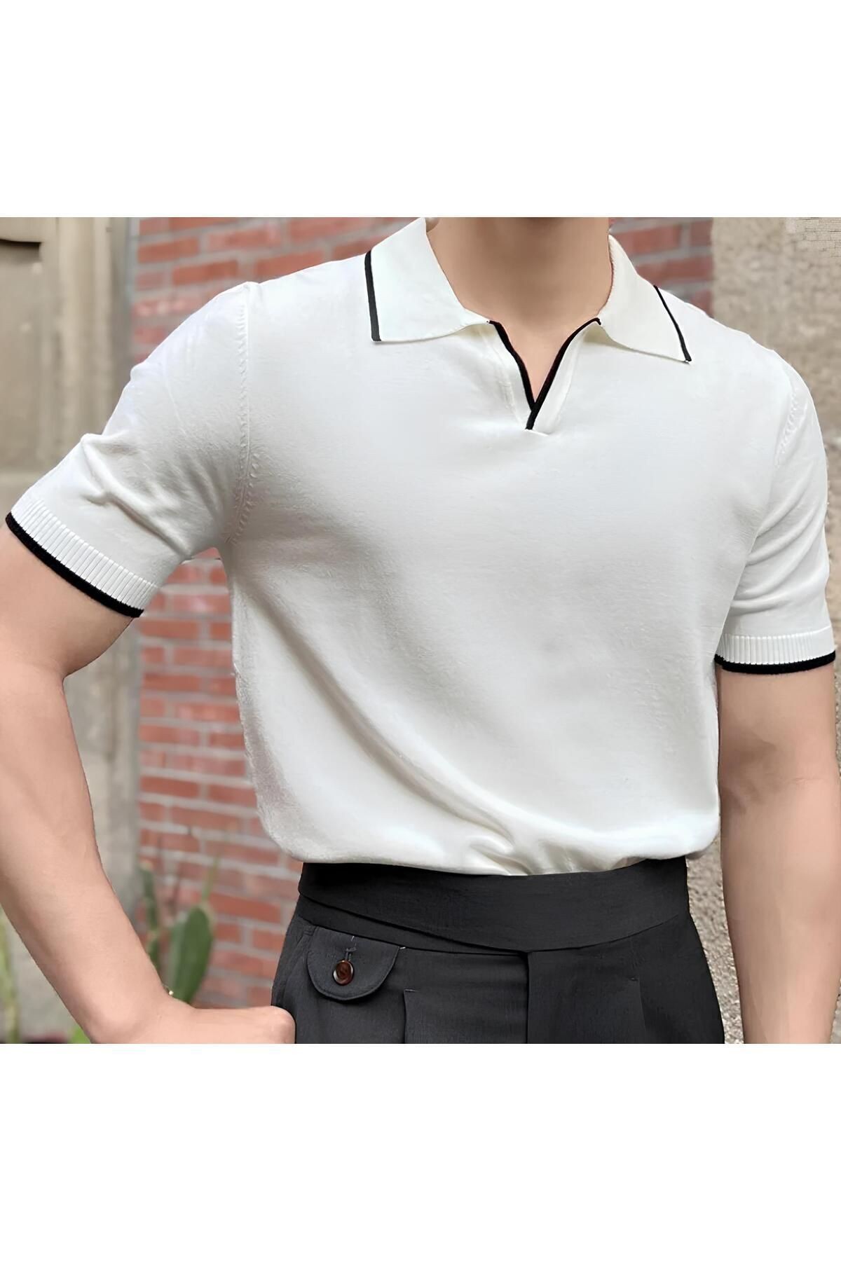 Erkek Polo Yaka Örme Triko T-shirt