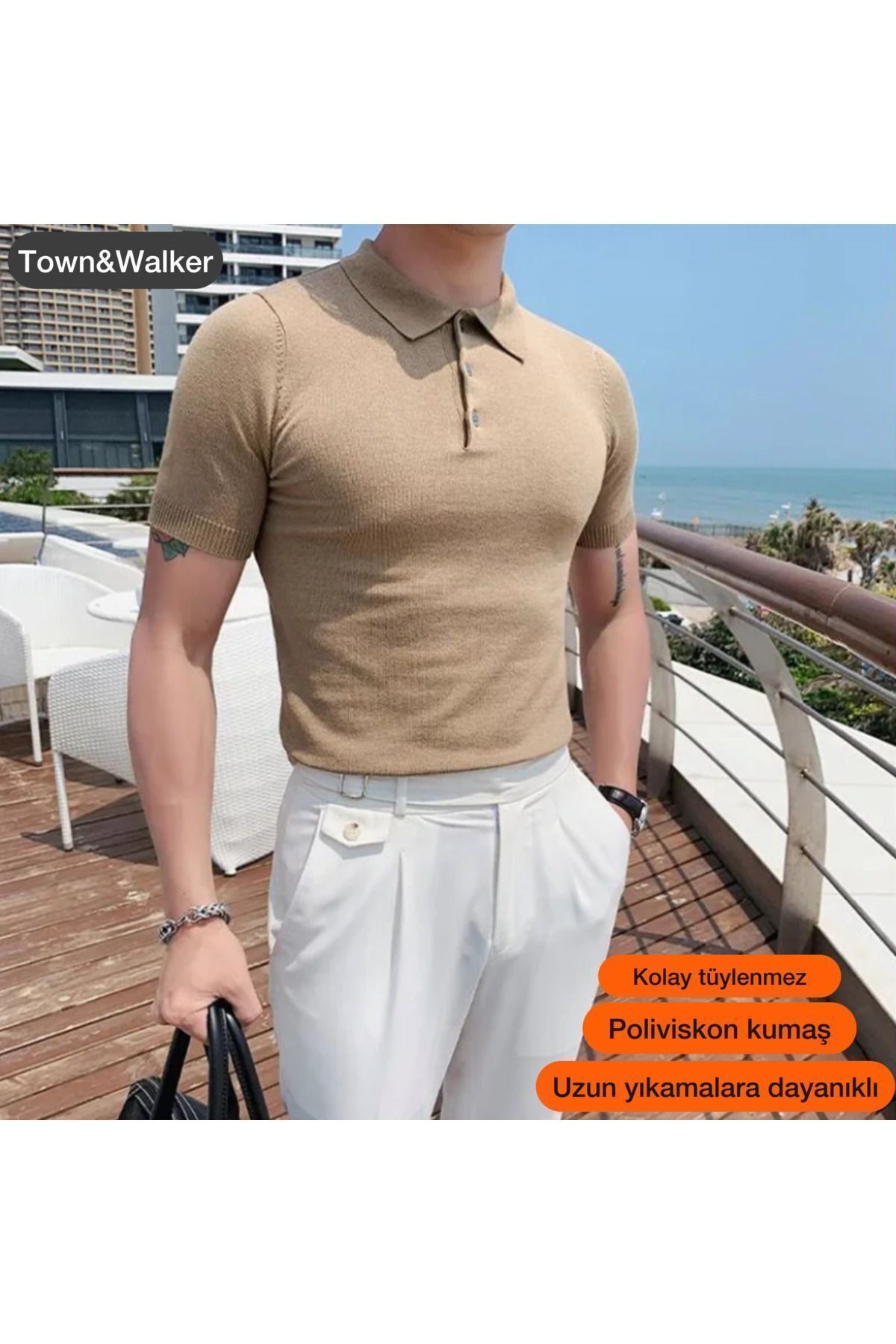 Old Money Erkek Polo Yaka Örme Triko T-shirt