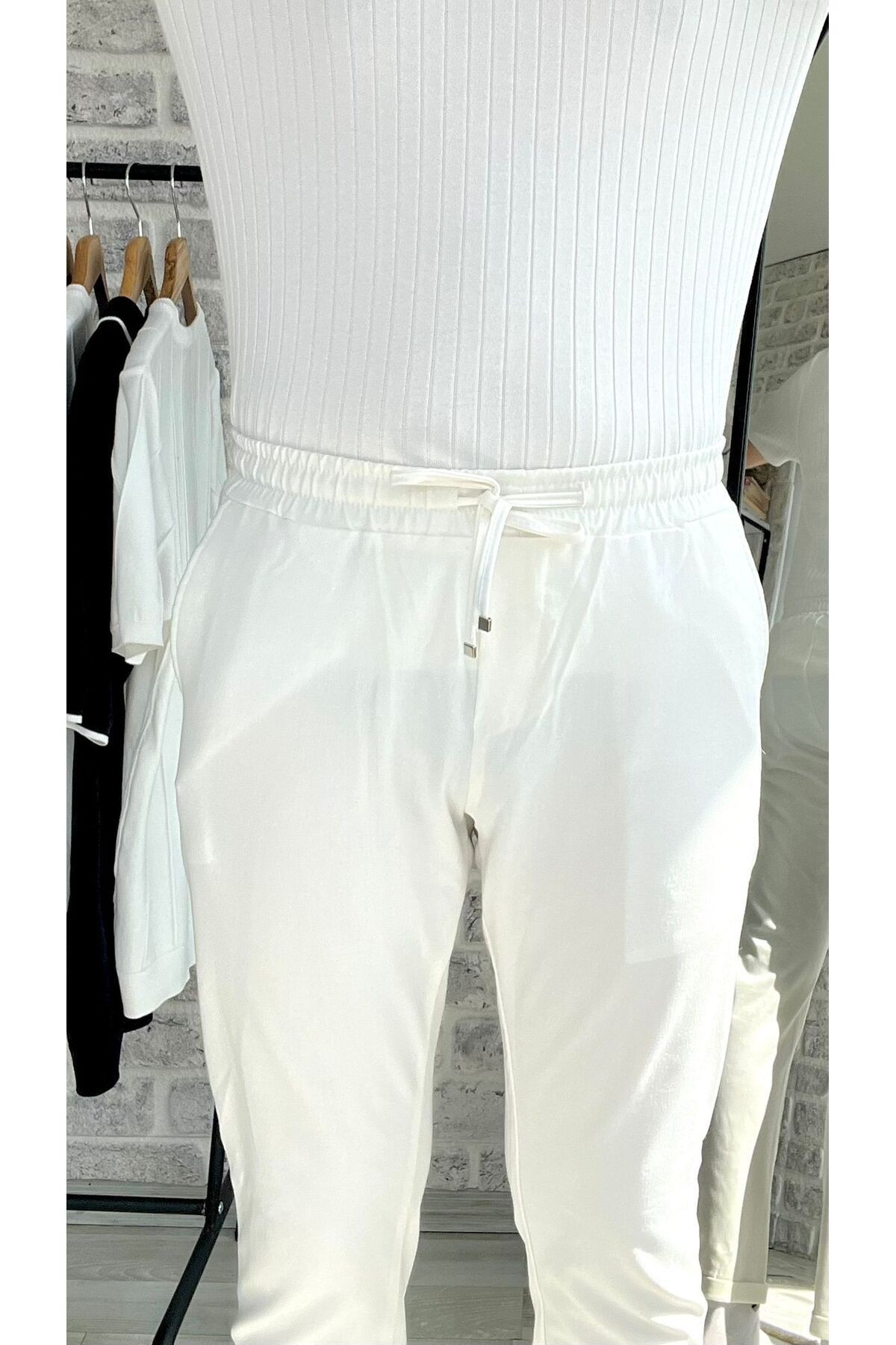 Bel Lastikli Jogger Kumaş Pantolon Old Money