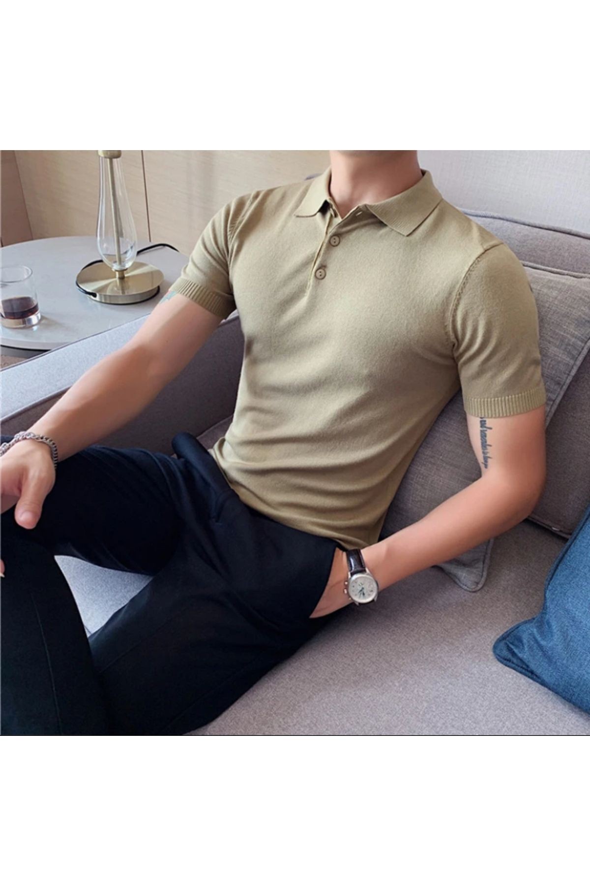 Old Money Erkek Polo Yaka Örme Triko T-shirt