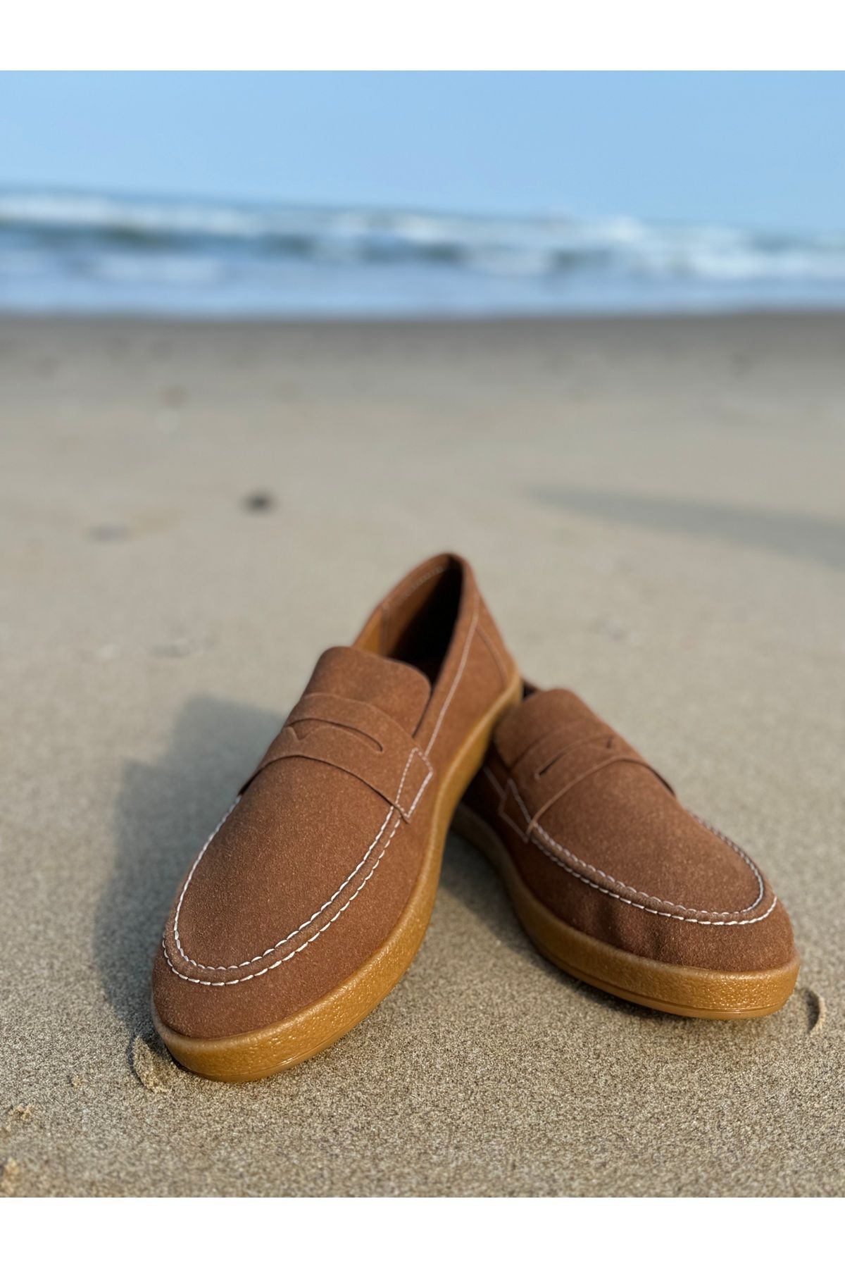 Erkek Hakiki Deri Loafer Kauçuk Taban