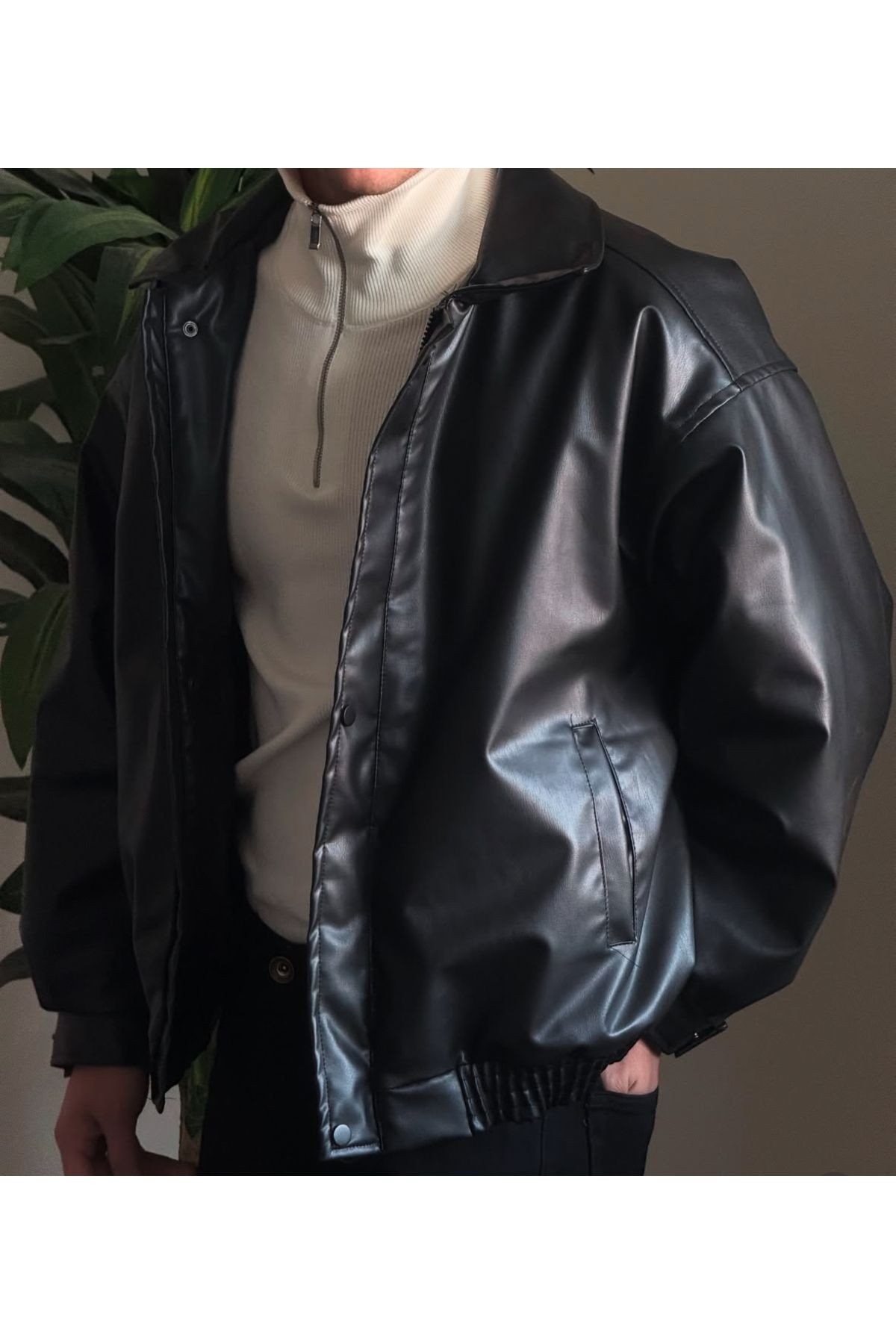 Oversize Unisex Vintage Deri Ceket