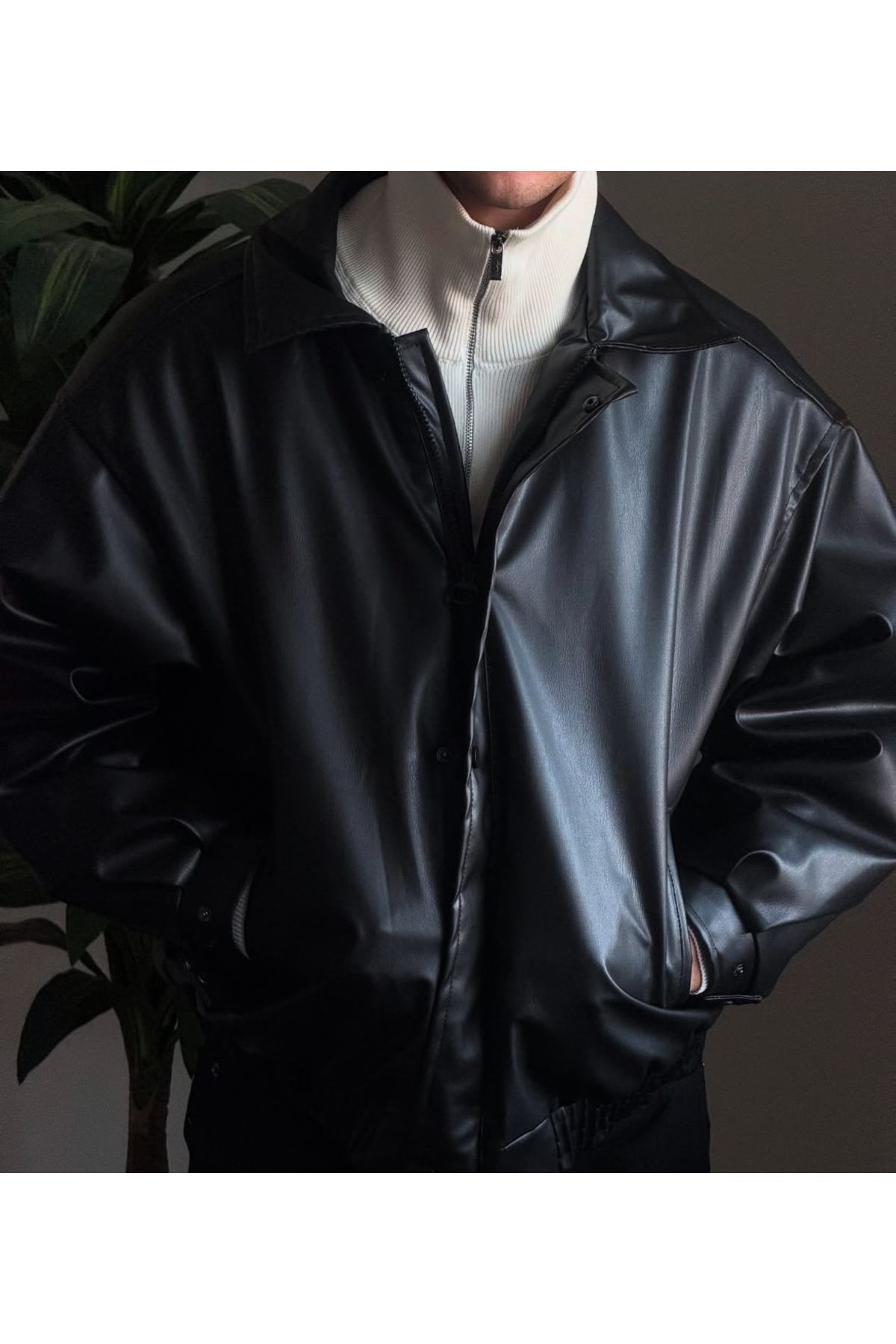 Oversize Unisex Vintage Deri Ceket