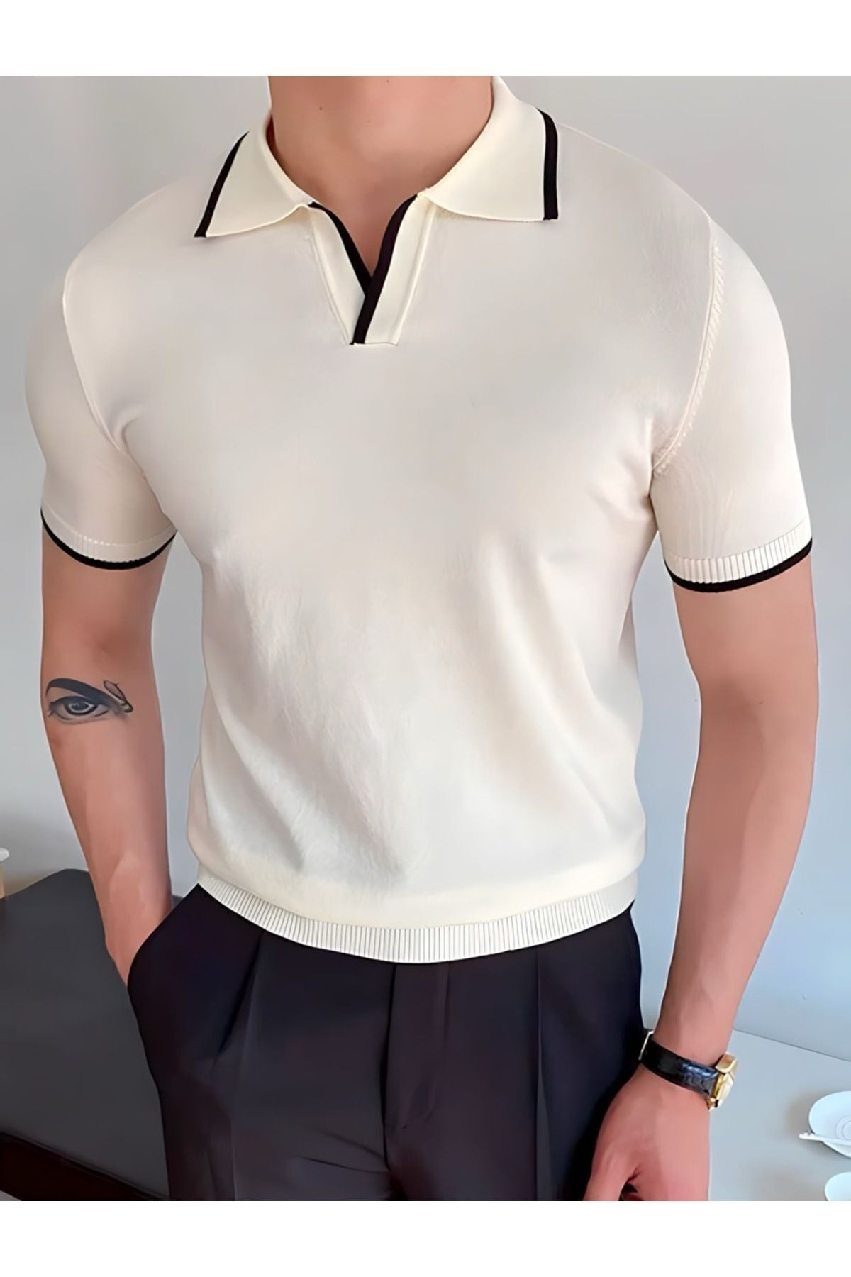 Erkek Polo Yaka Örme Triko T-shirt