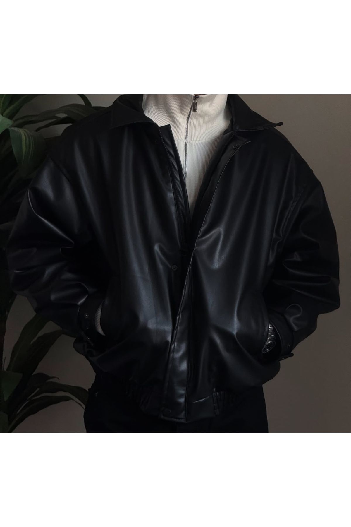 Oversize Unisex Vintage Deri Ceket