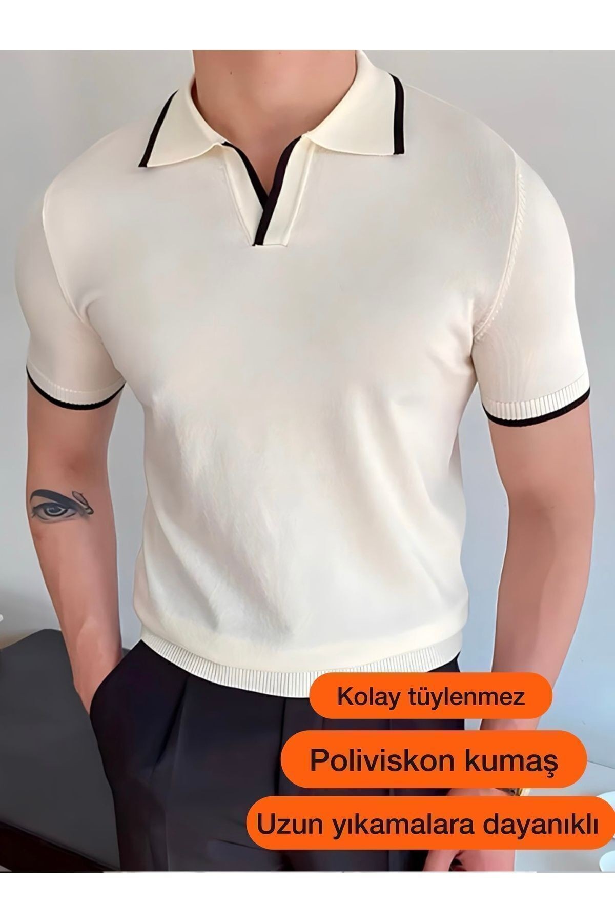 Erkek Polo Yaka Örme Triko T-shirt